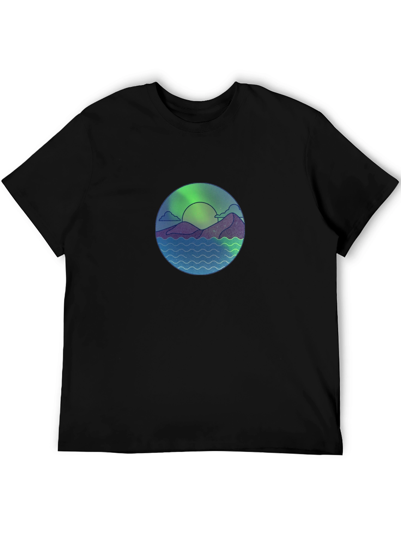 Nature Scene Graphic Black T-Shirt