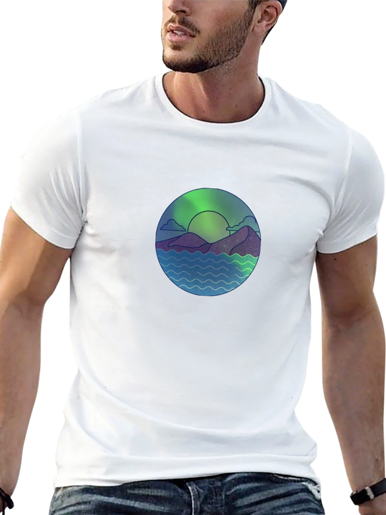 Nature Scene Graphic Black T-Shirt