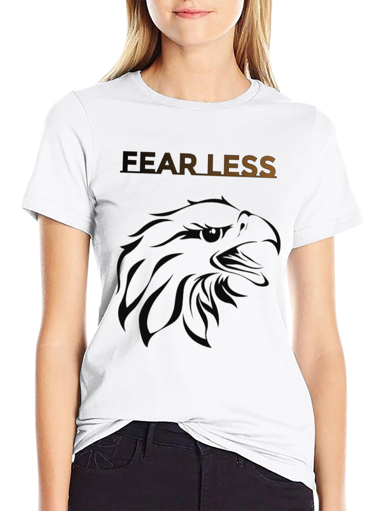 Fearless Eagle Graphic Tee - Black Cotton Blend