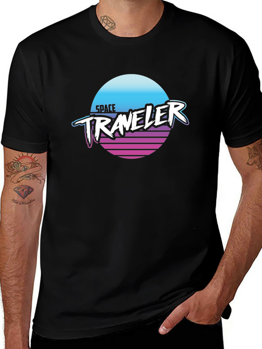 Space Traveler Graphic Tee - Retro Synthwave Style
