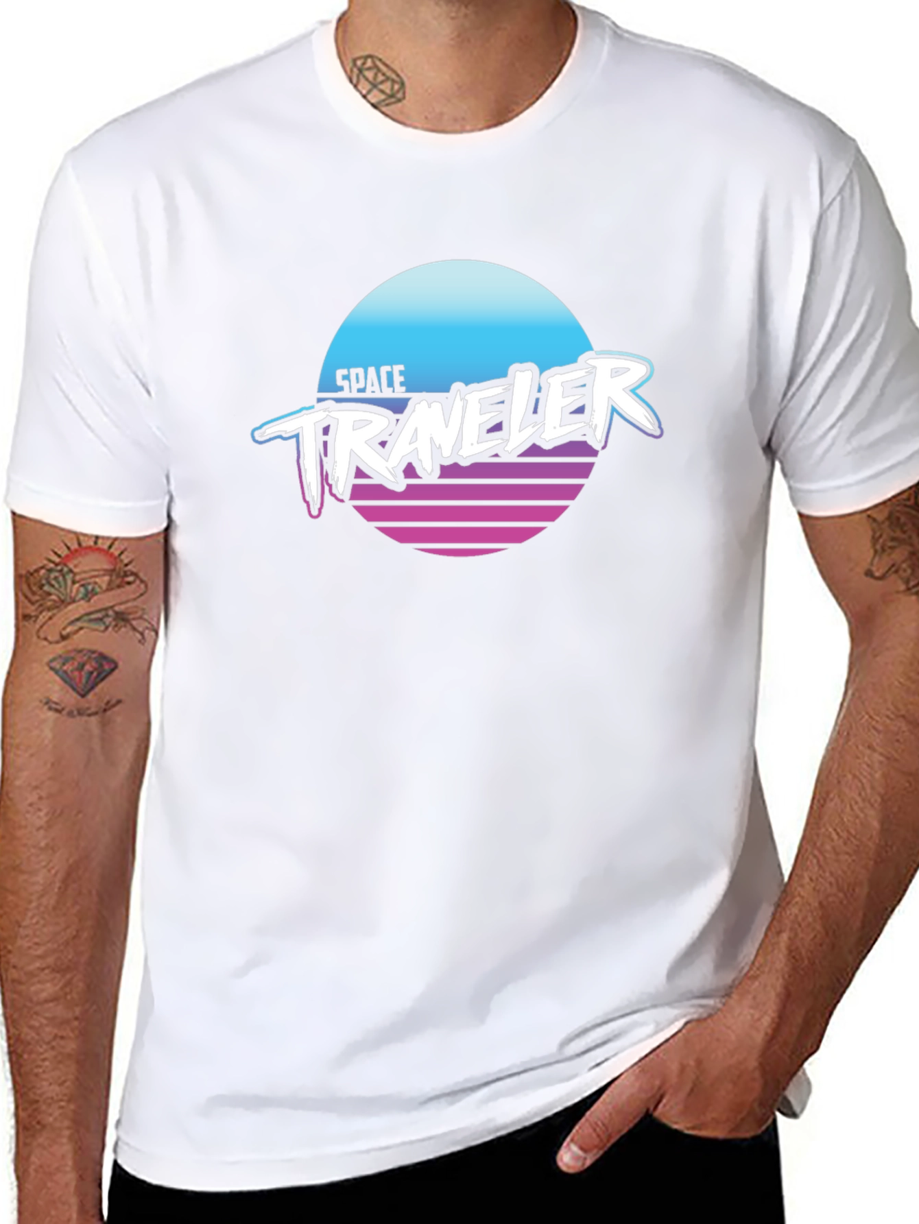 Space Traveler Graphic Tee - Retro Synthwave Style