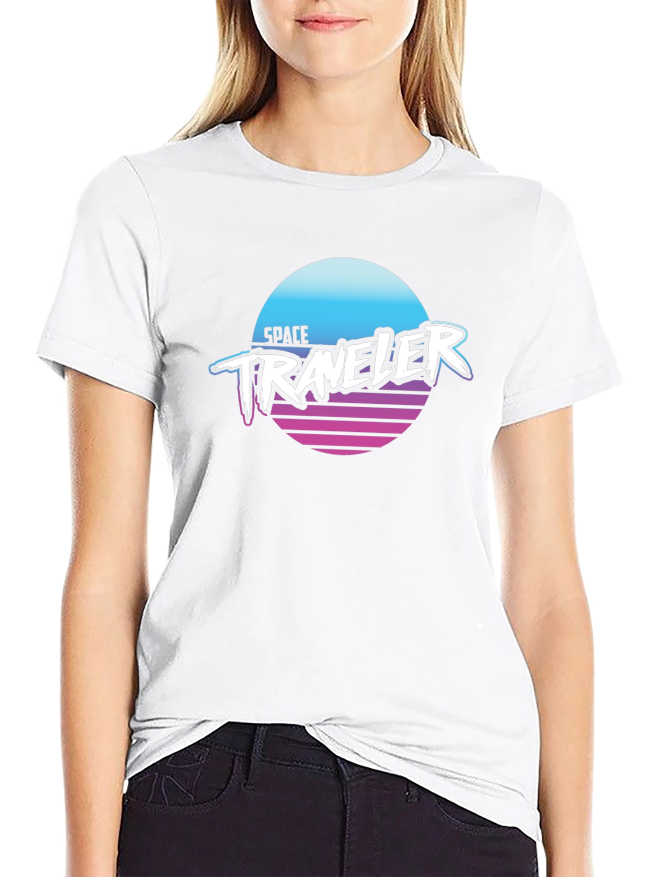 Space Traveler Graphic Tee - Retro Synthwave Style