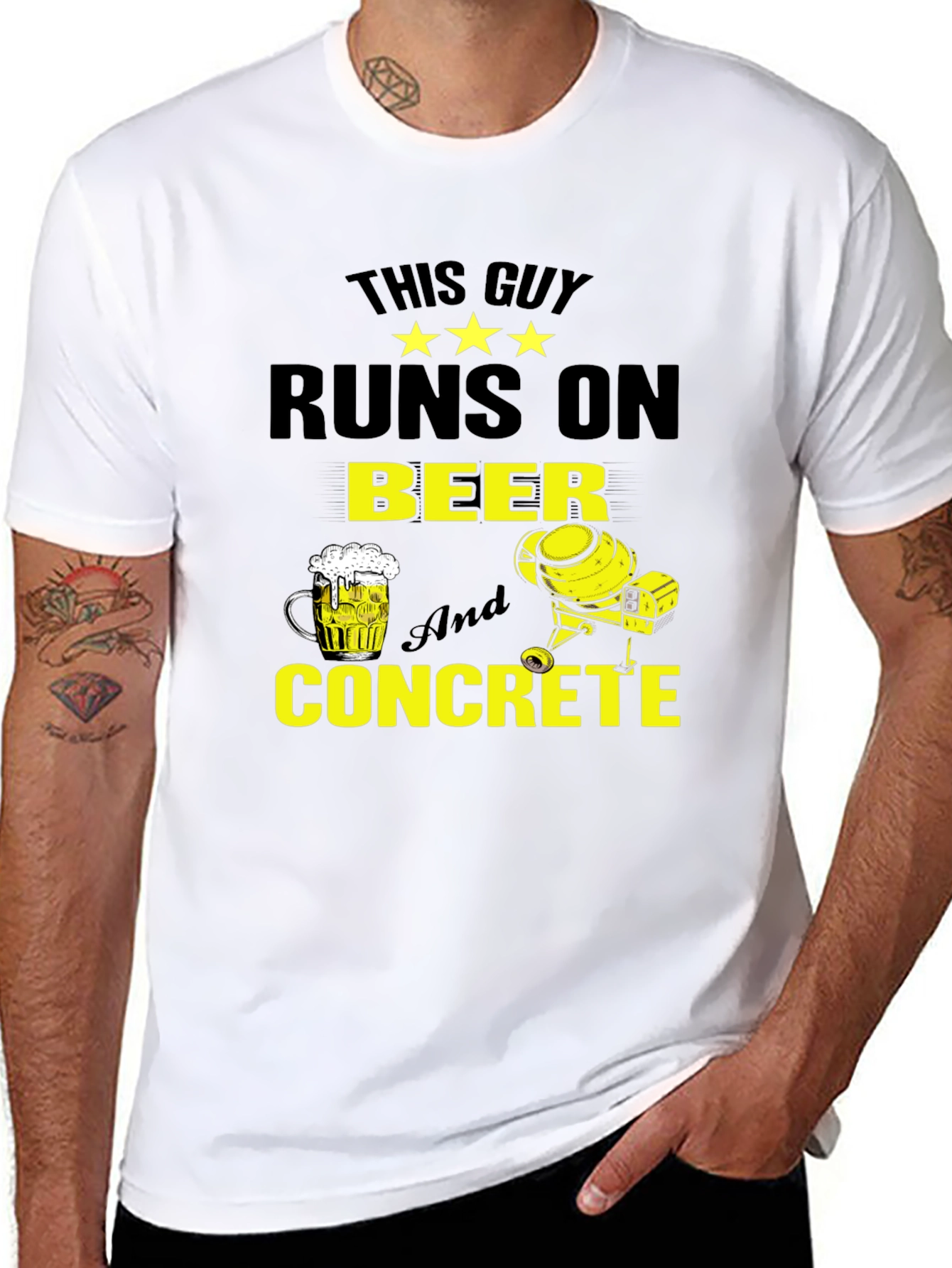 This Guy Runs On Beer And Concrete Graphic Tee