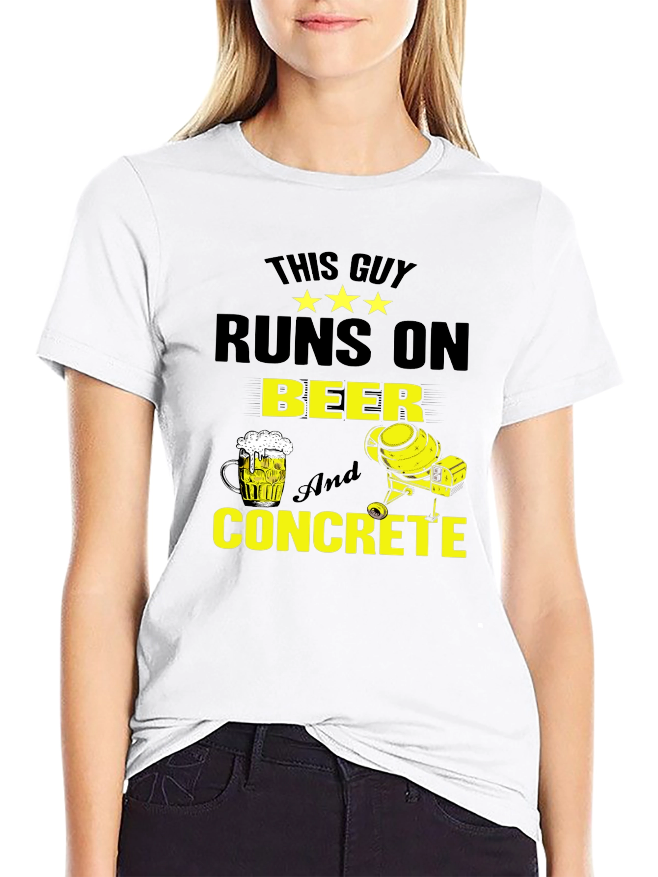 This Guy Runs On Beer And Concrete Graphic Tee