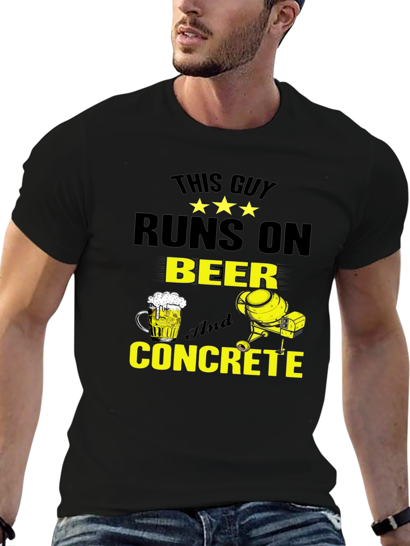 This Guy Runs On Beer And Concrete Graphic Tee