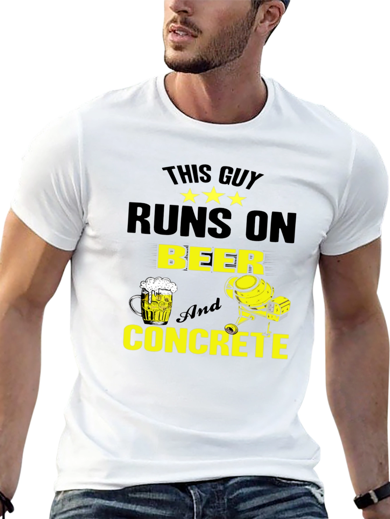 This Guy Runs On Beer And Concrete Graphic Tee