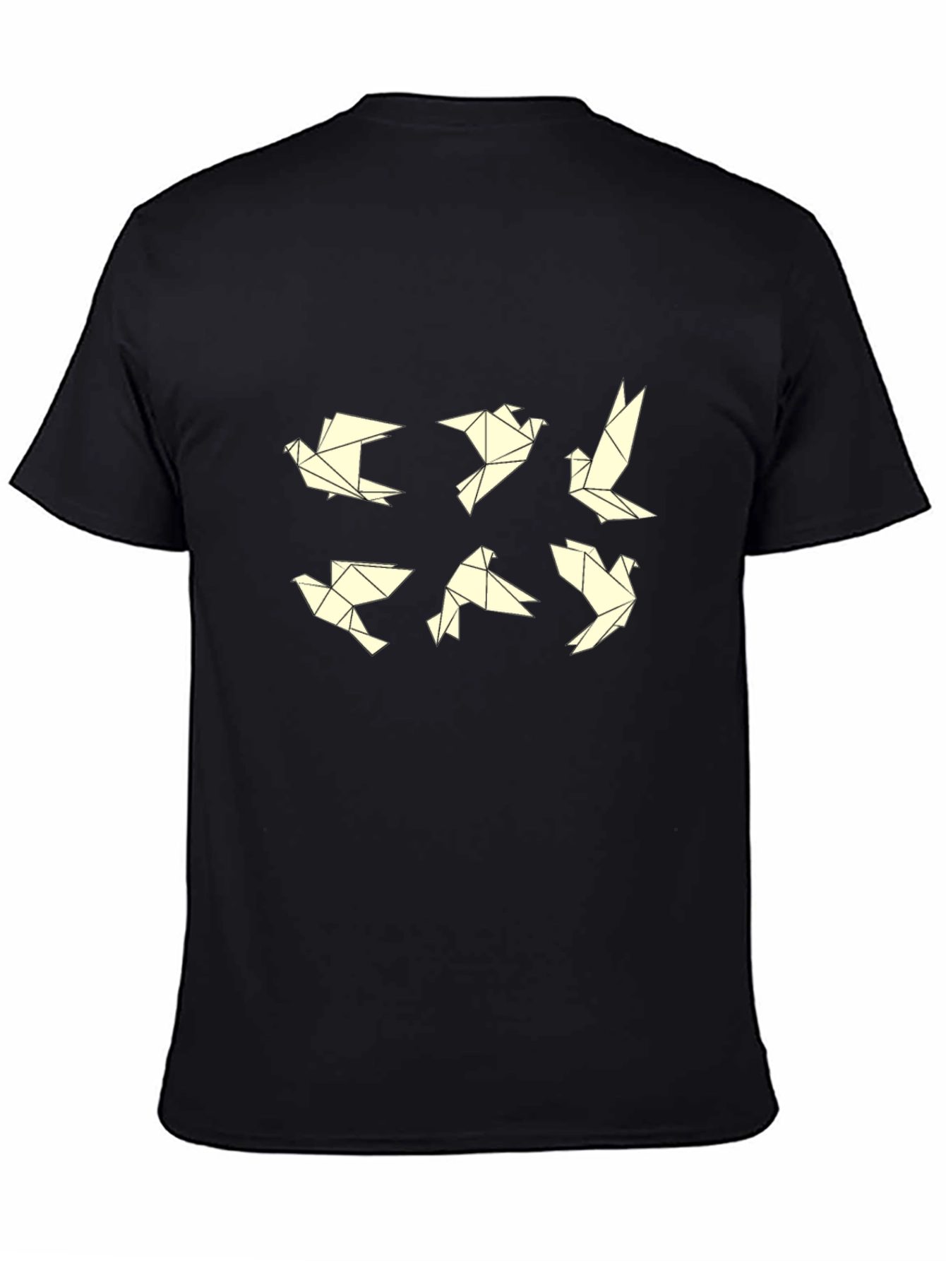Origami Birds Black T-Shirt