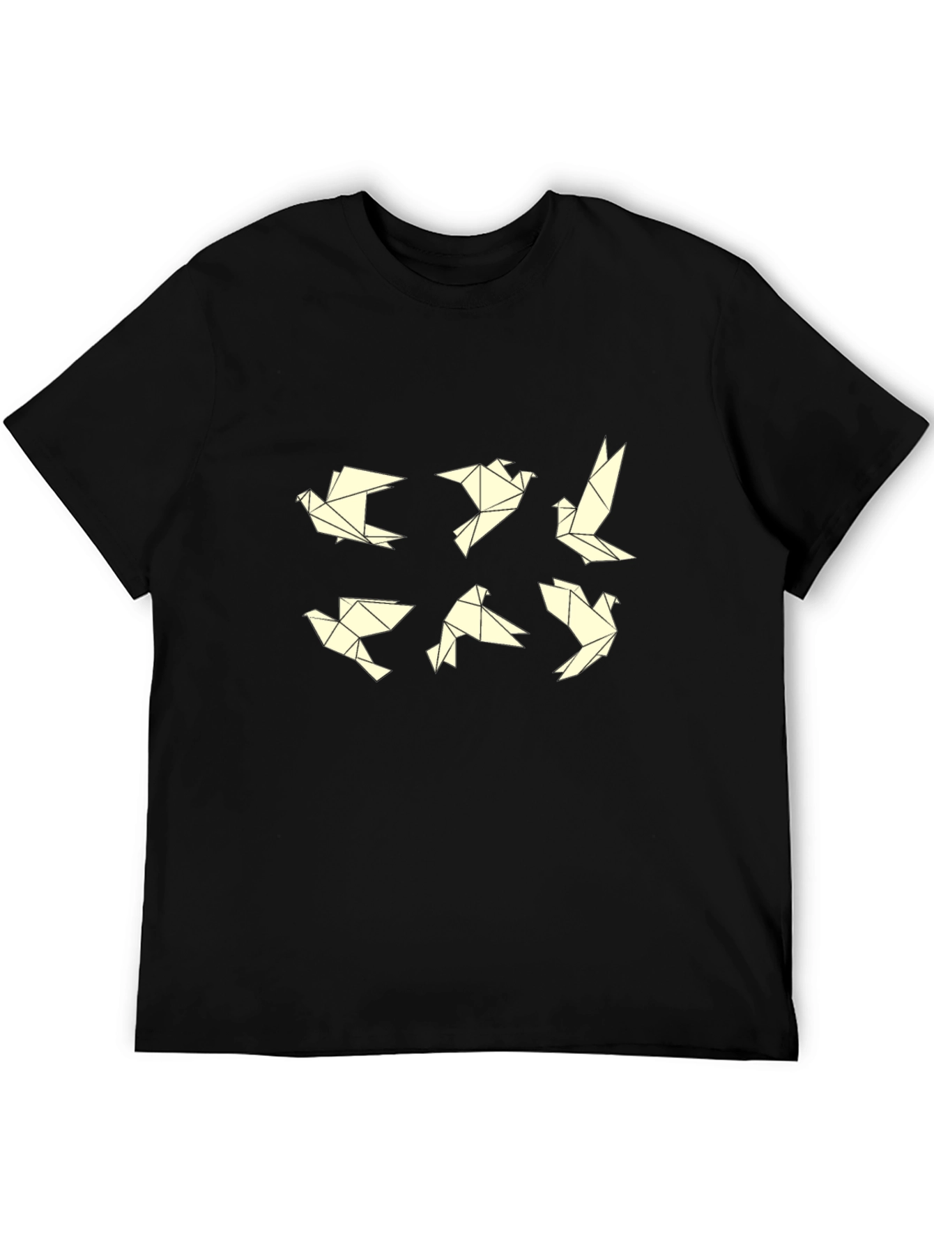 Origami Birds Black T-Shirt