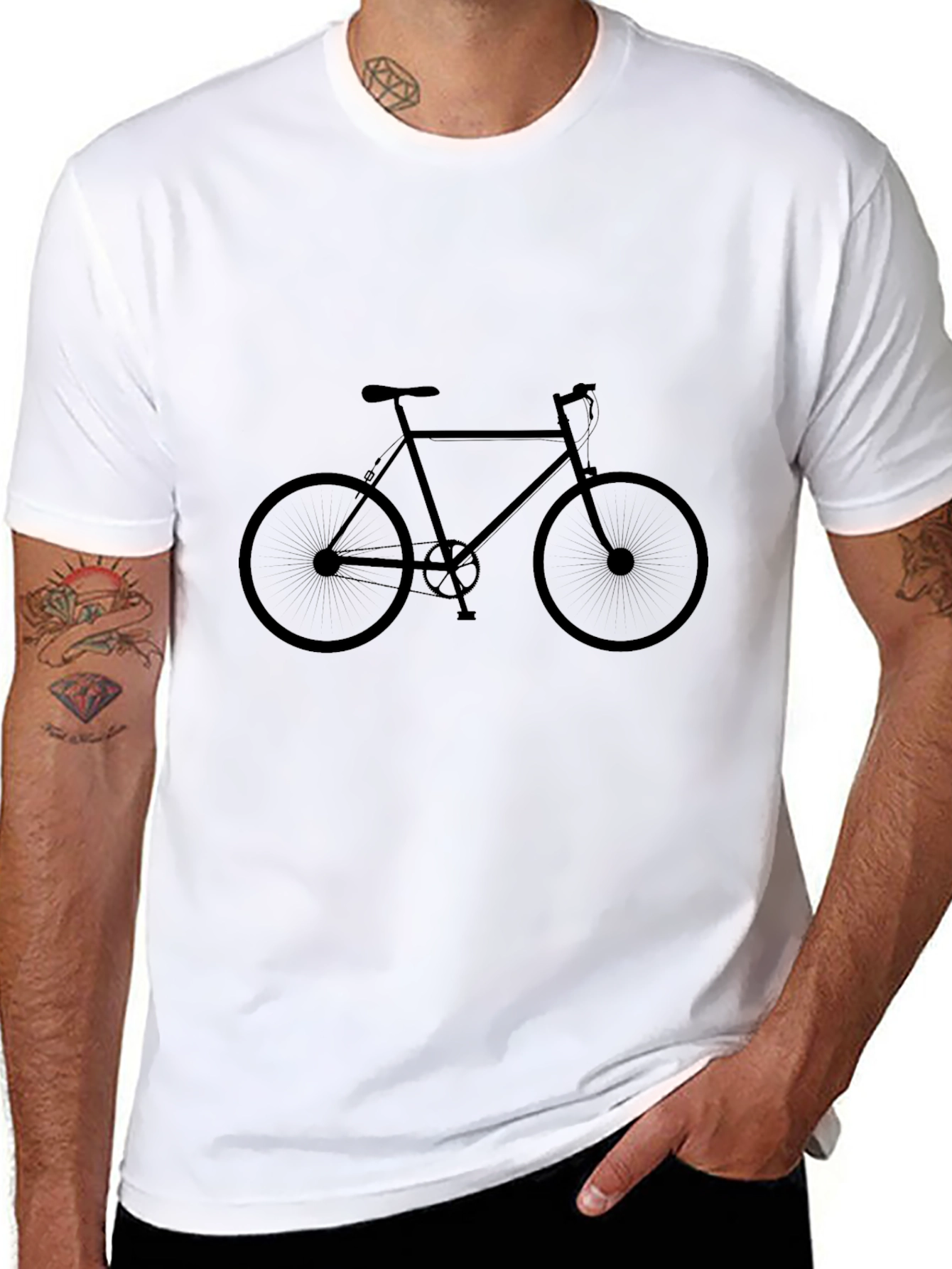 Bicycle Graphic Tee - Black Cotton Casual Shirt
