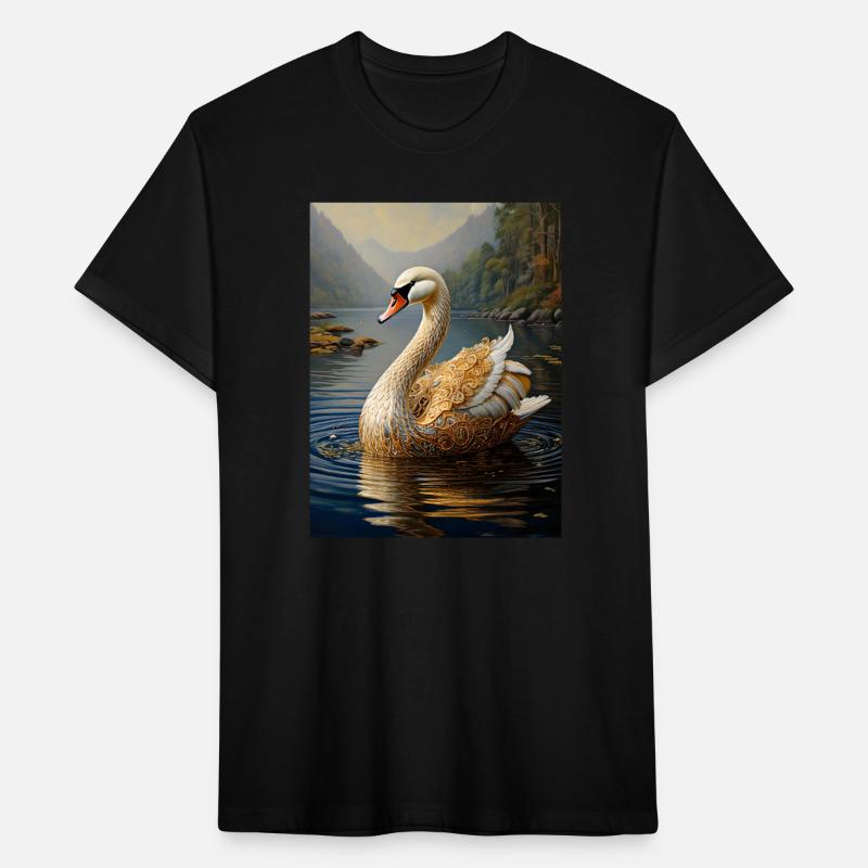 Golden Swan on Water – Elegant Ornate Bird