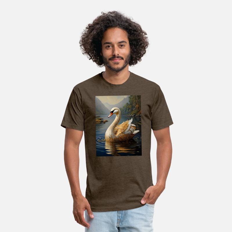 Golden Swan on Water – Elegant Ornate Bird