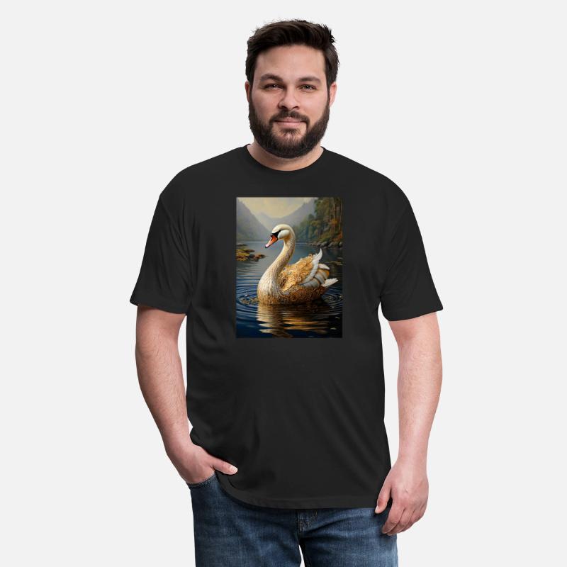 Golden Swan on Water – Elegant Ornate Bird