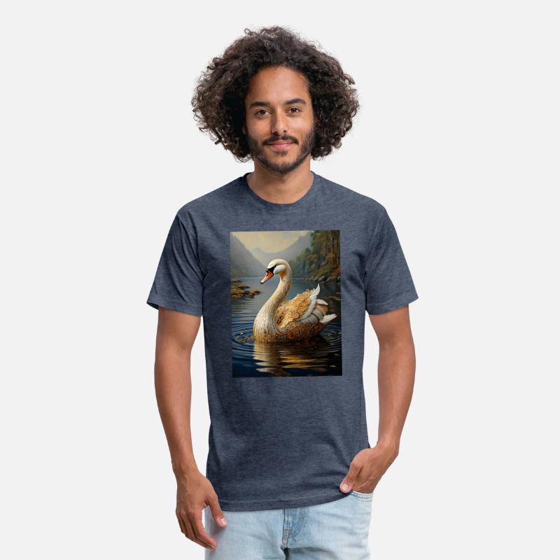 Golden Swan on Water – Elegant Ornate Bird