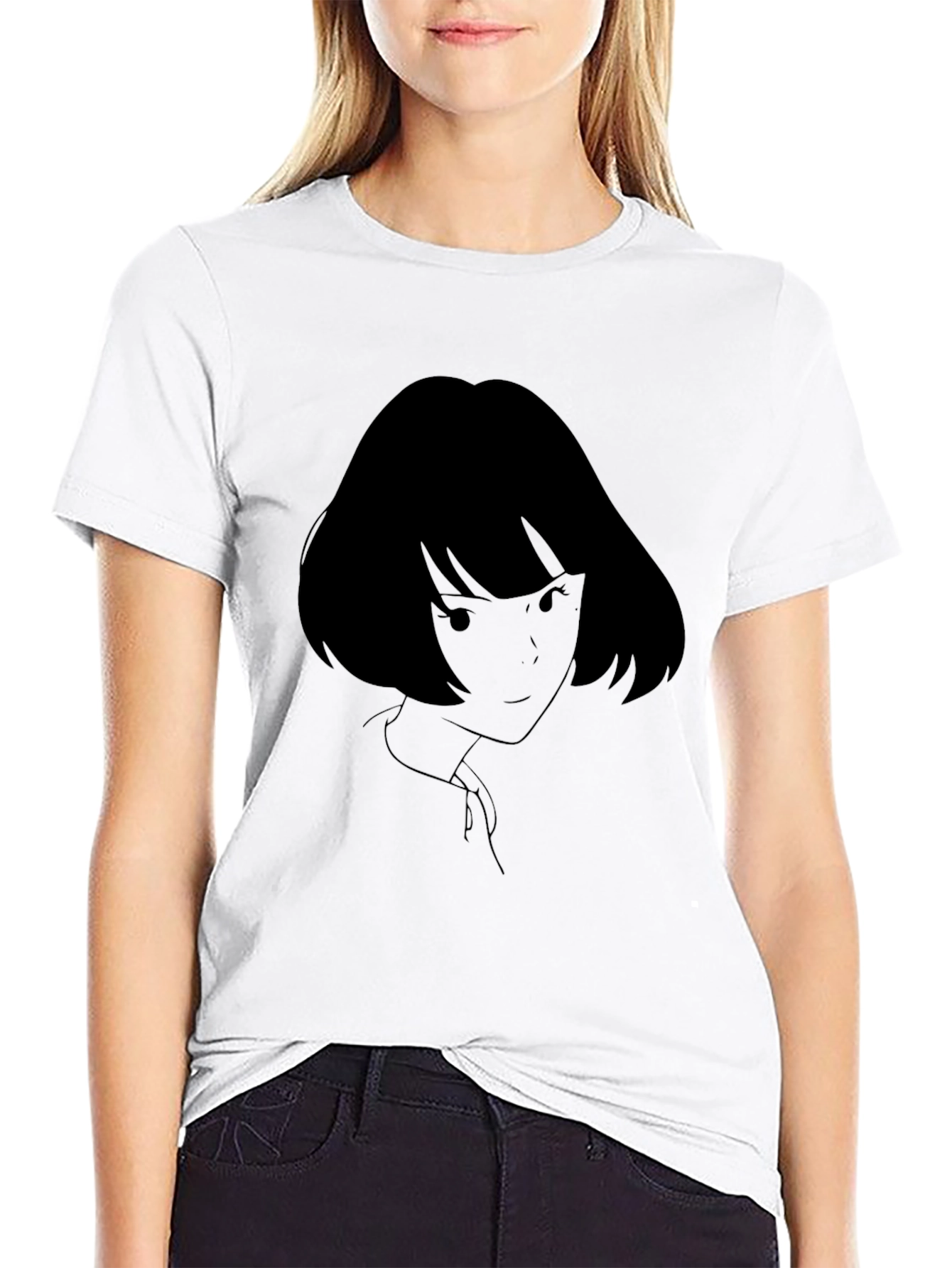 Anime Girl Graphic Black T-Shirt