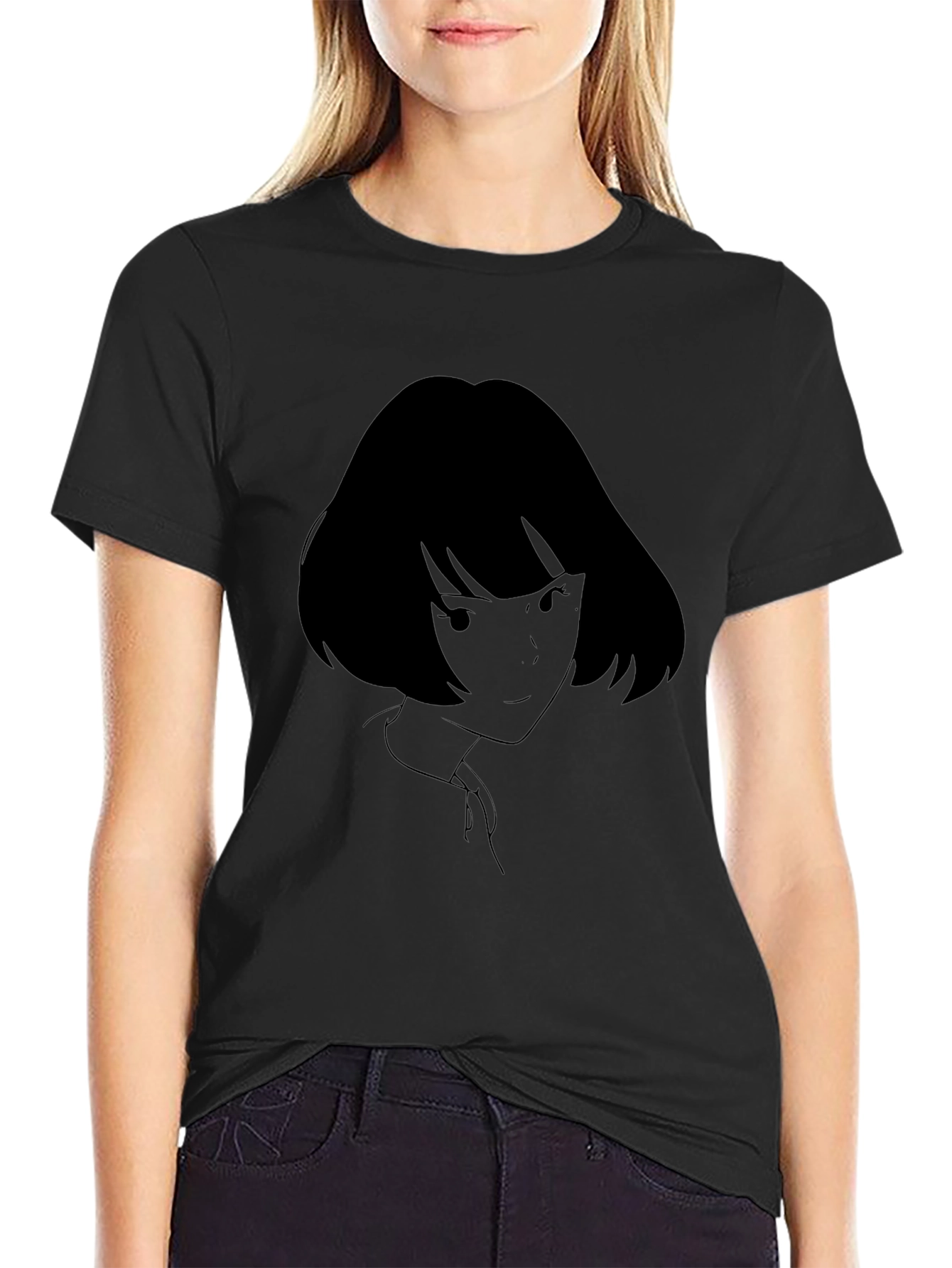 Anime Girl Graphic Black T-Shirt