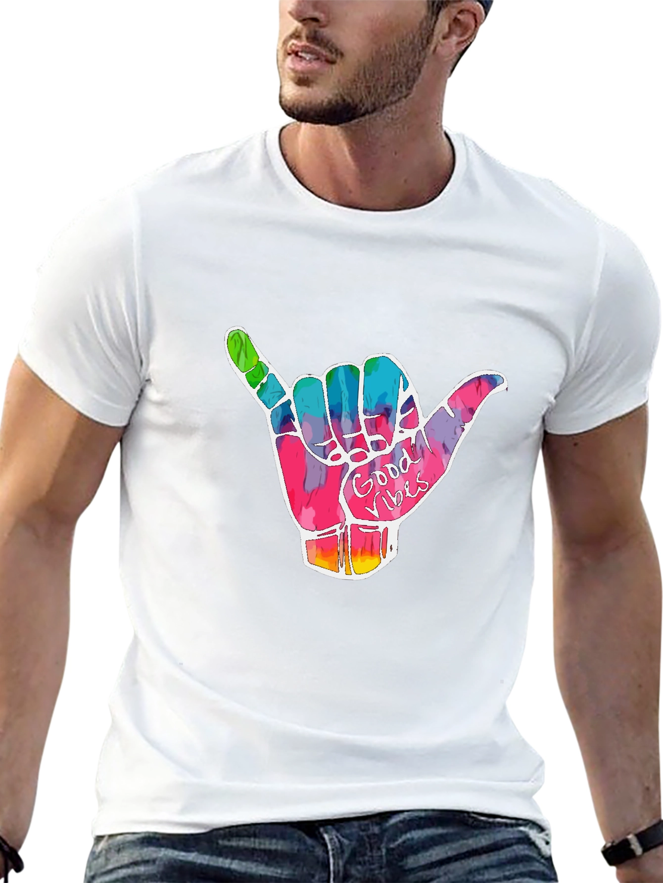 Good Vibes Shaka Hand Graphic T-Shirt