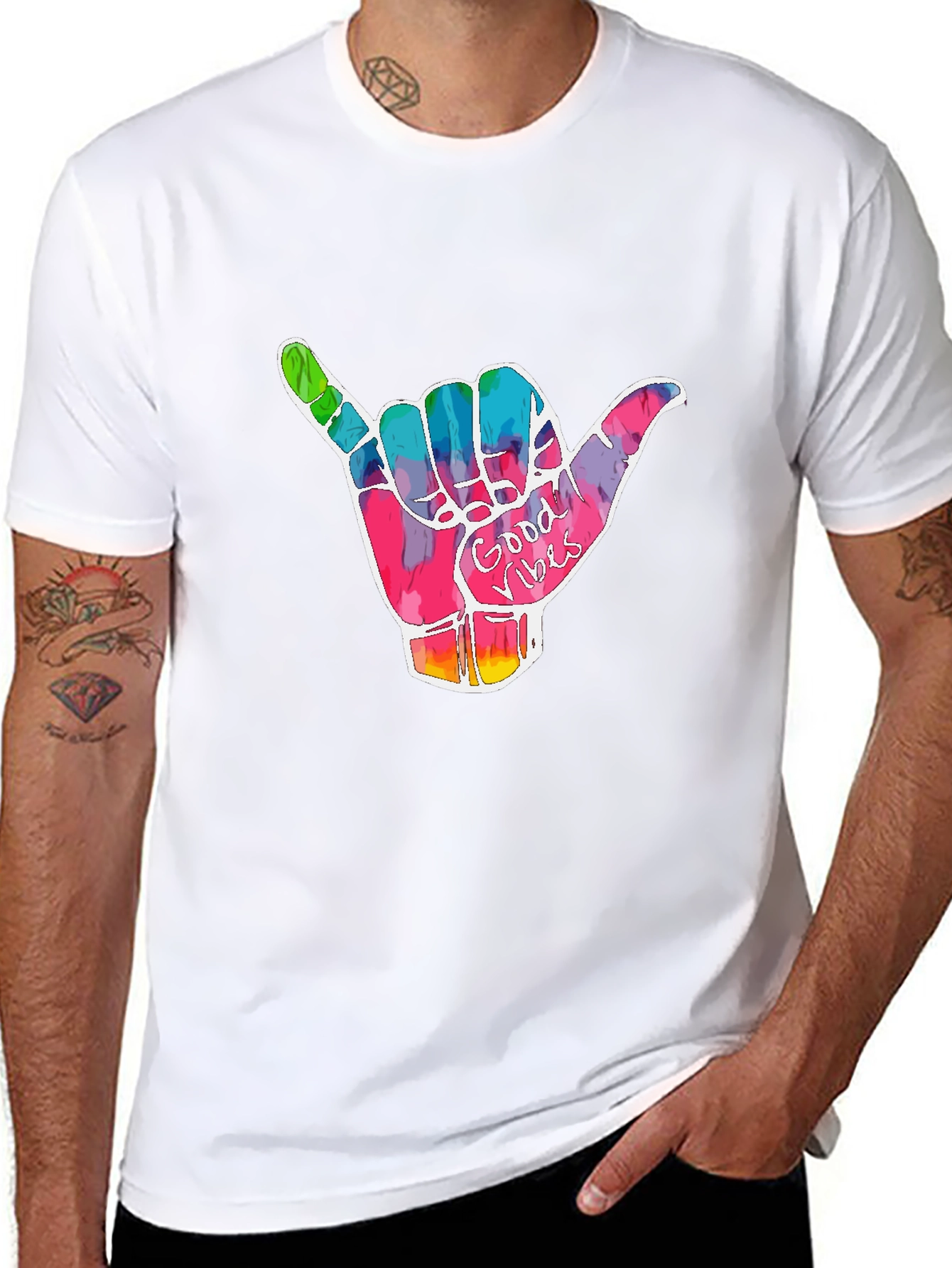 Good Vibes Shaka Hand Graphic T-Shirt