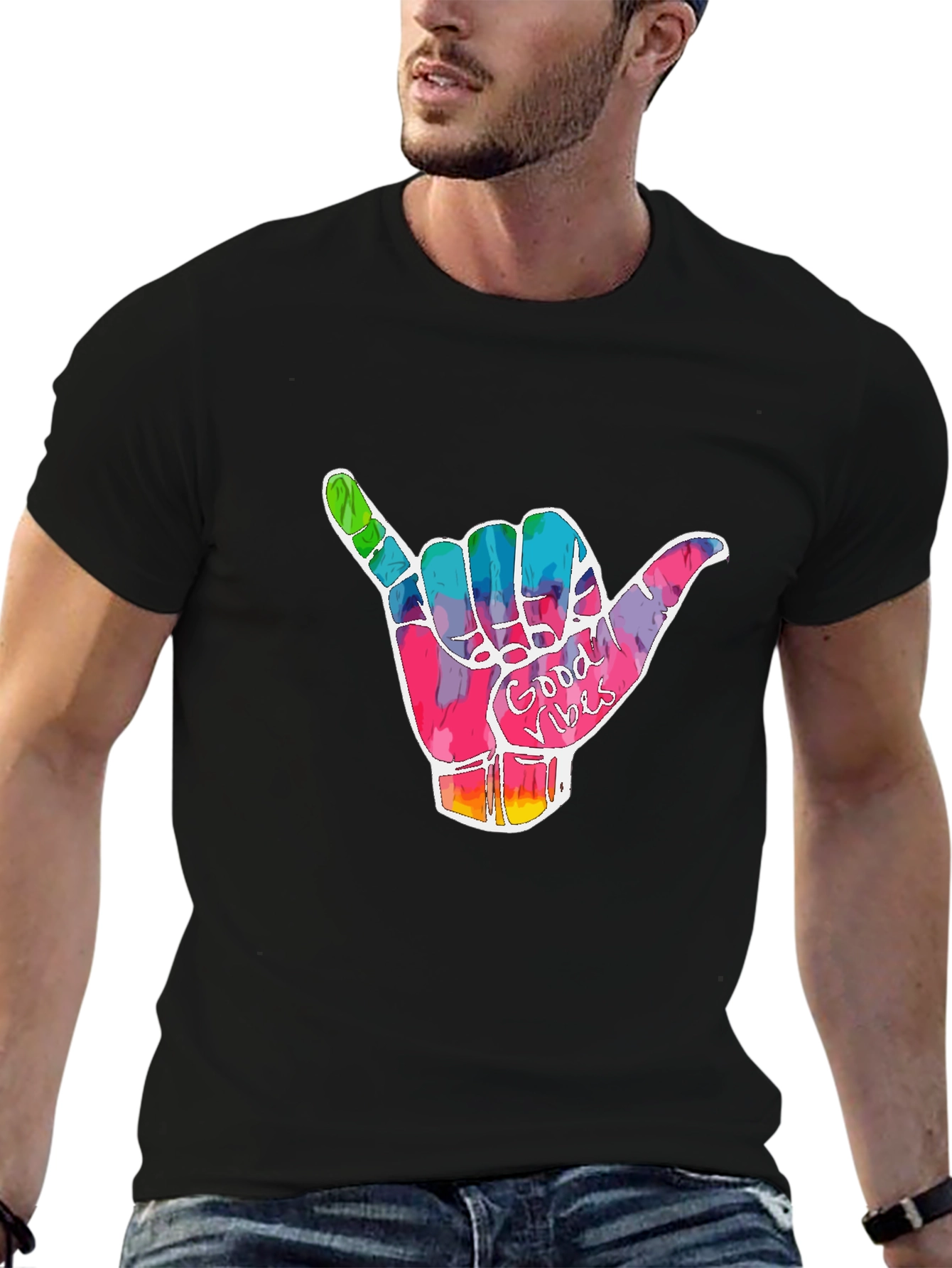 Good Vibes Shaka Hand Graphic T-Shirt