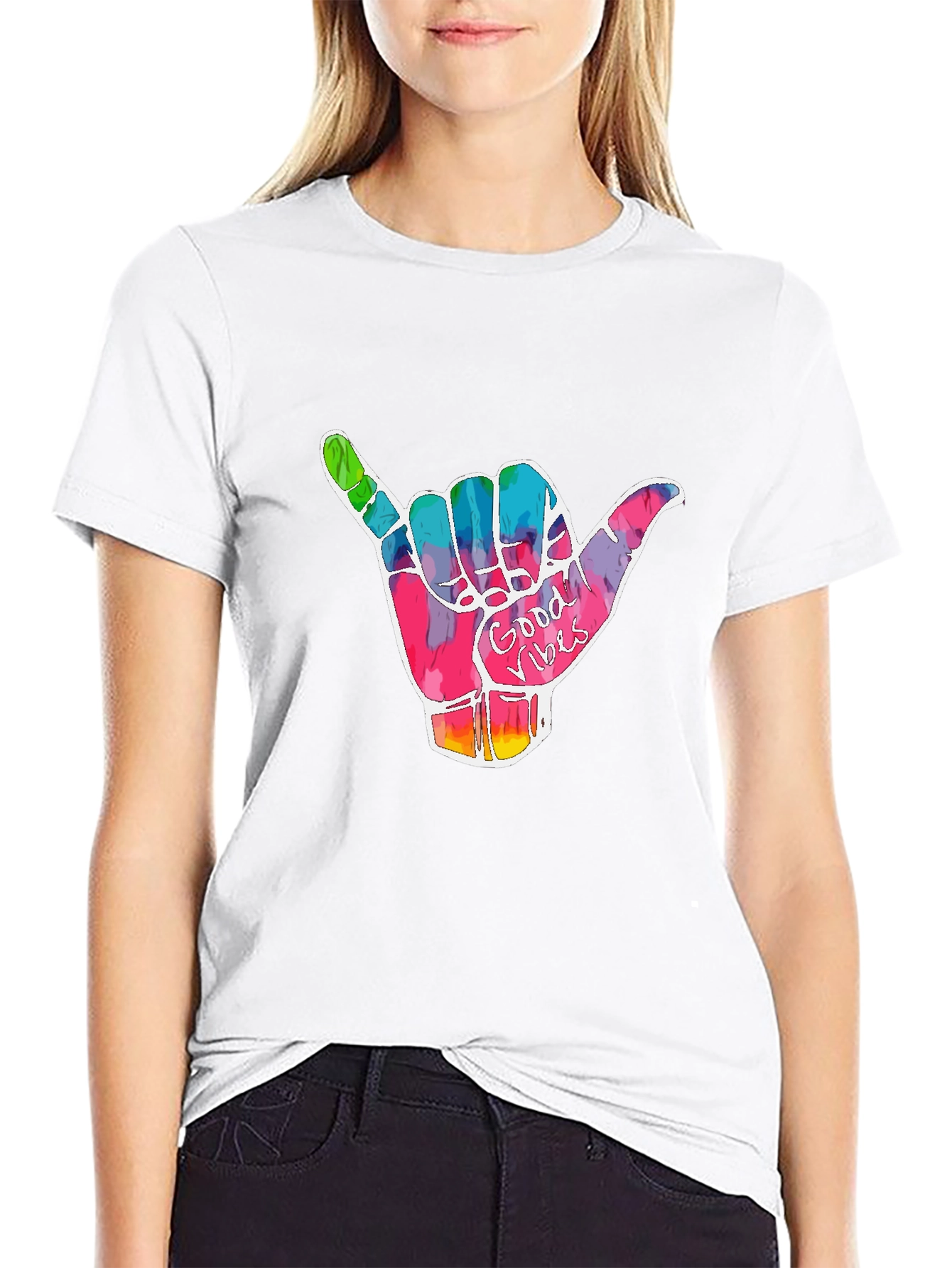 Good Vibes Shaka Hand Graphic T-Shirt
