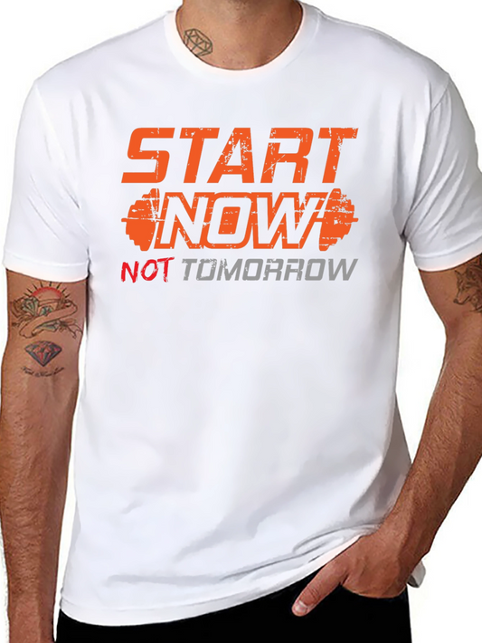Start Now Mens Graphic Tee - Black Motivational T-Shirt