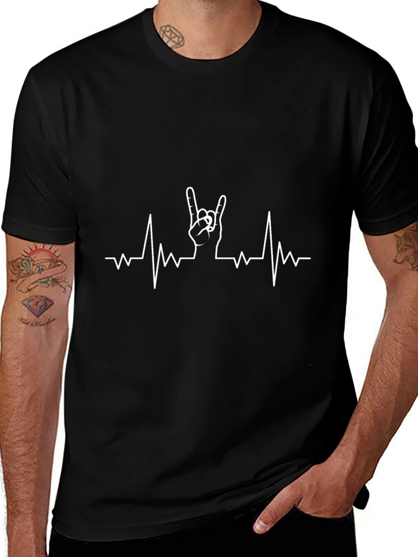 Rock On! Heartbeat Graphic Tee - Black