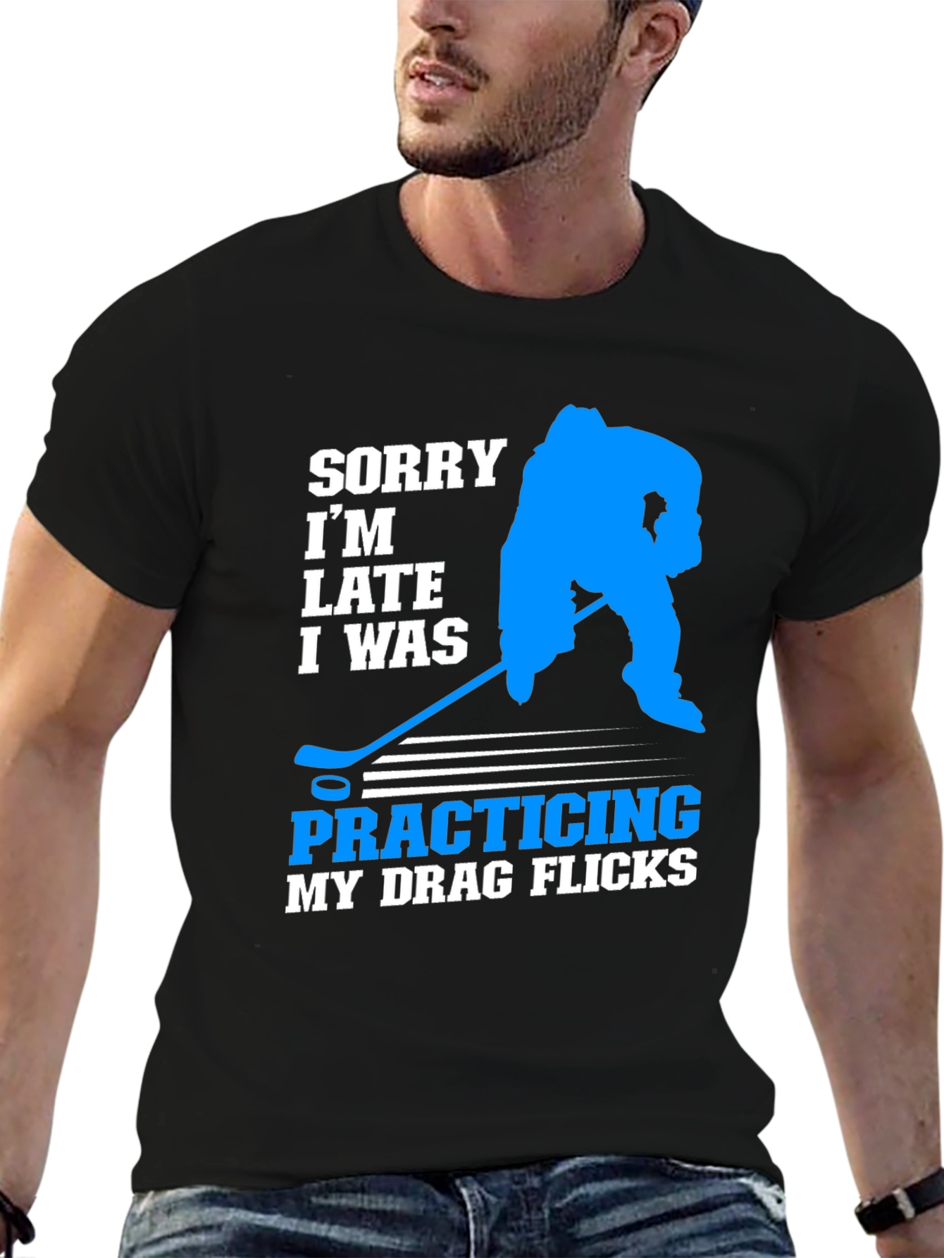 Funny Hockey Drag Flicks Graphic T-Shirt
