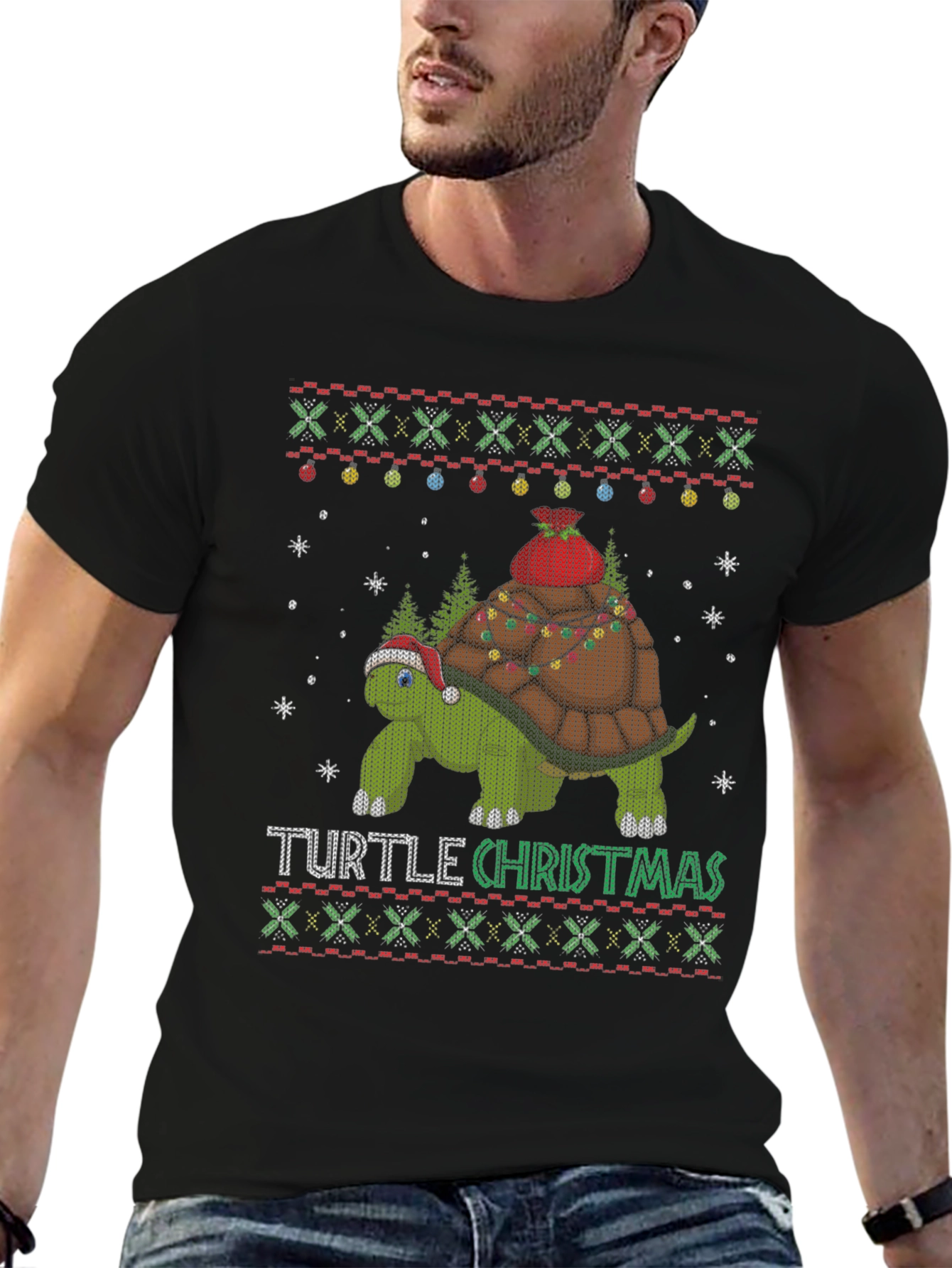 Festive Turtle Christmas Graphic Tee