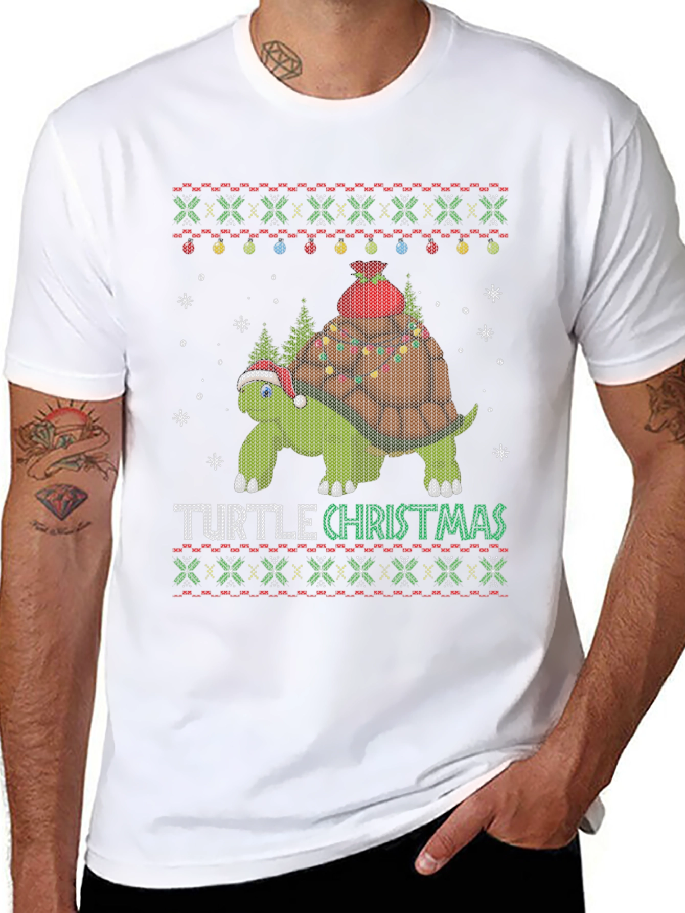 Festive Turtle Christmas Graphic Tee