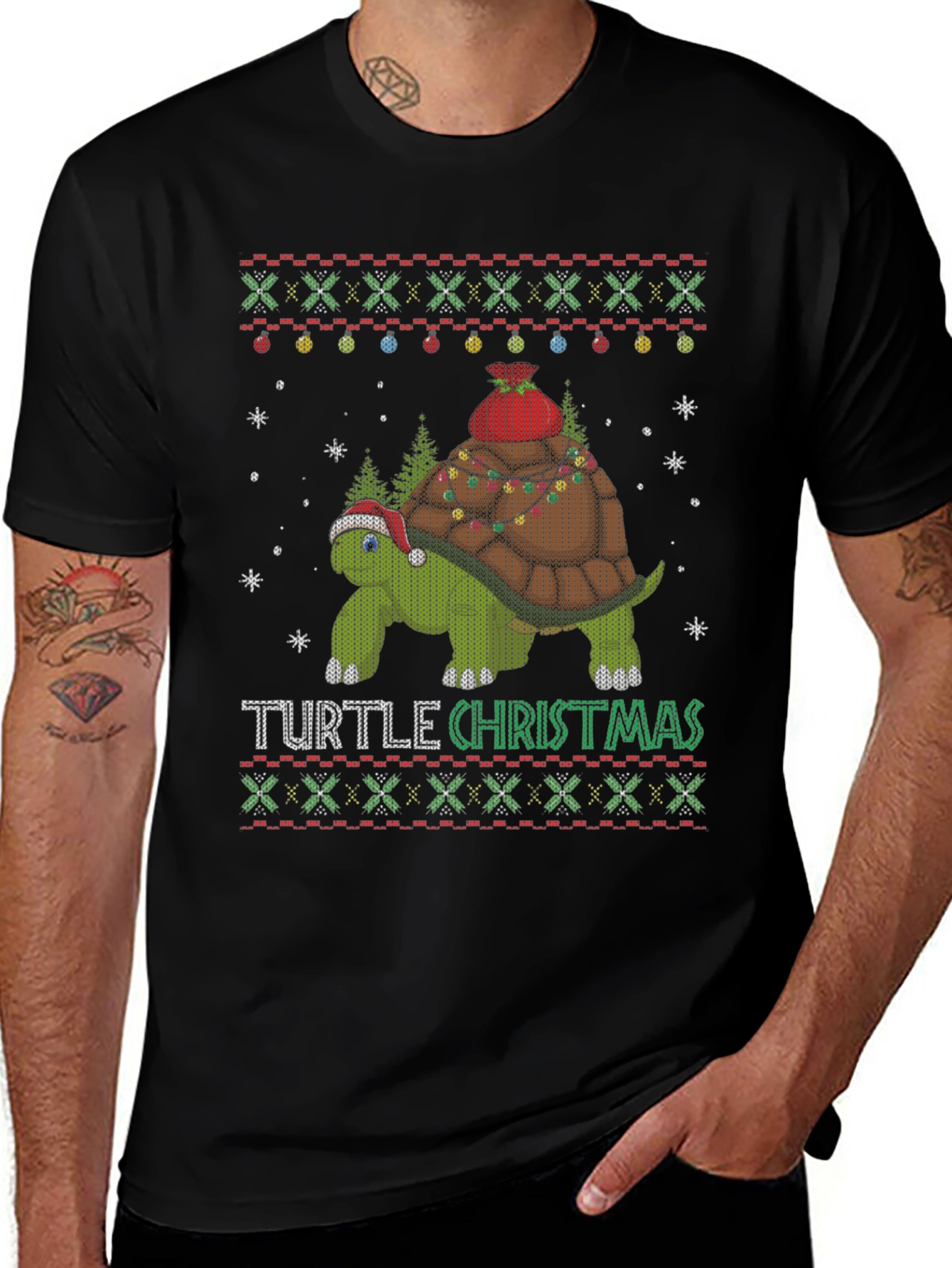 Festive Turtle Christmas Graphic Tee