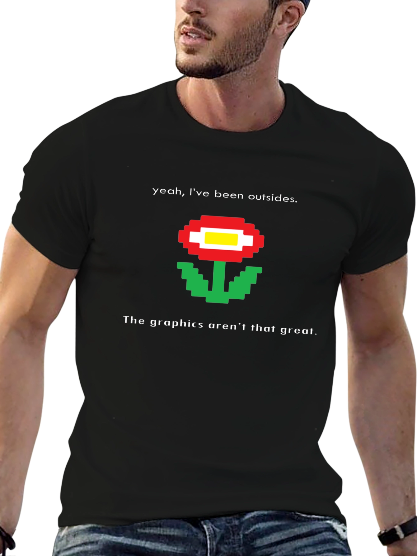 Retro Gaming T-Shirt - Pixel Flower Graphic Tee