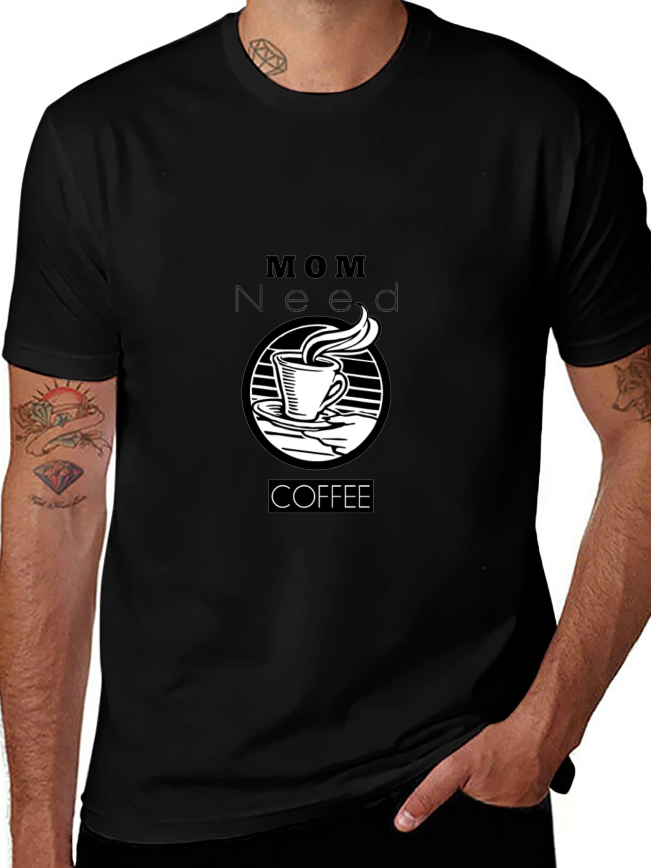 Mom Needs Coffee Black T-Shirt