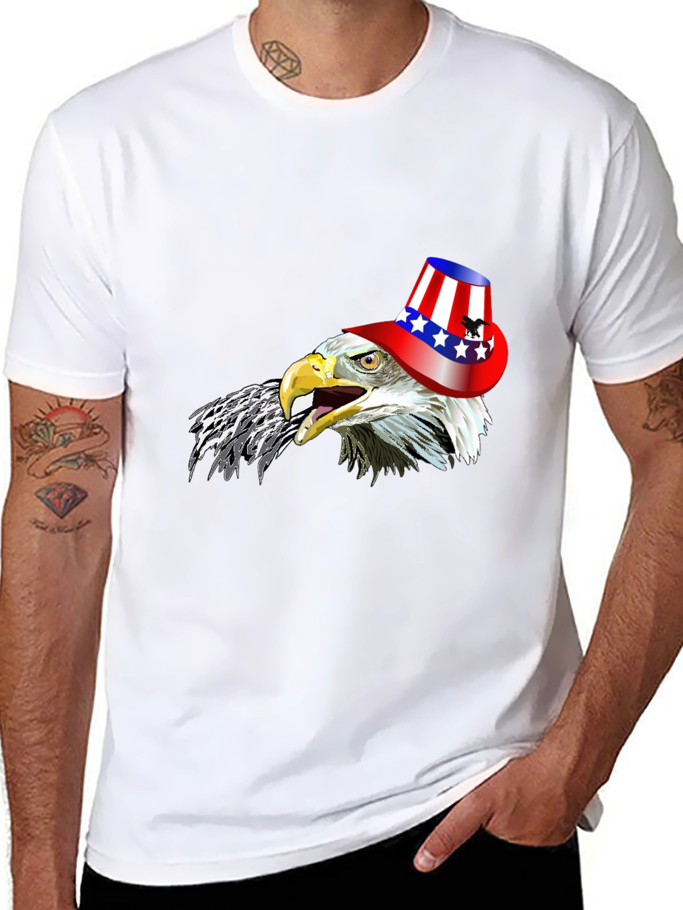 Patriotic Eagle T-Shirt - Stars & Stripes Hat