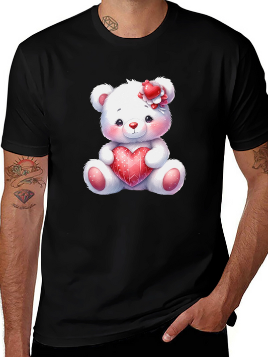 Teddy Bear Heart Graphic Tee - Cute Valentines Day Shirt