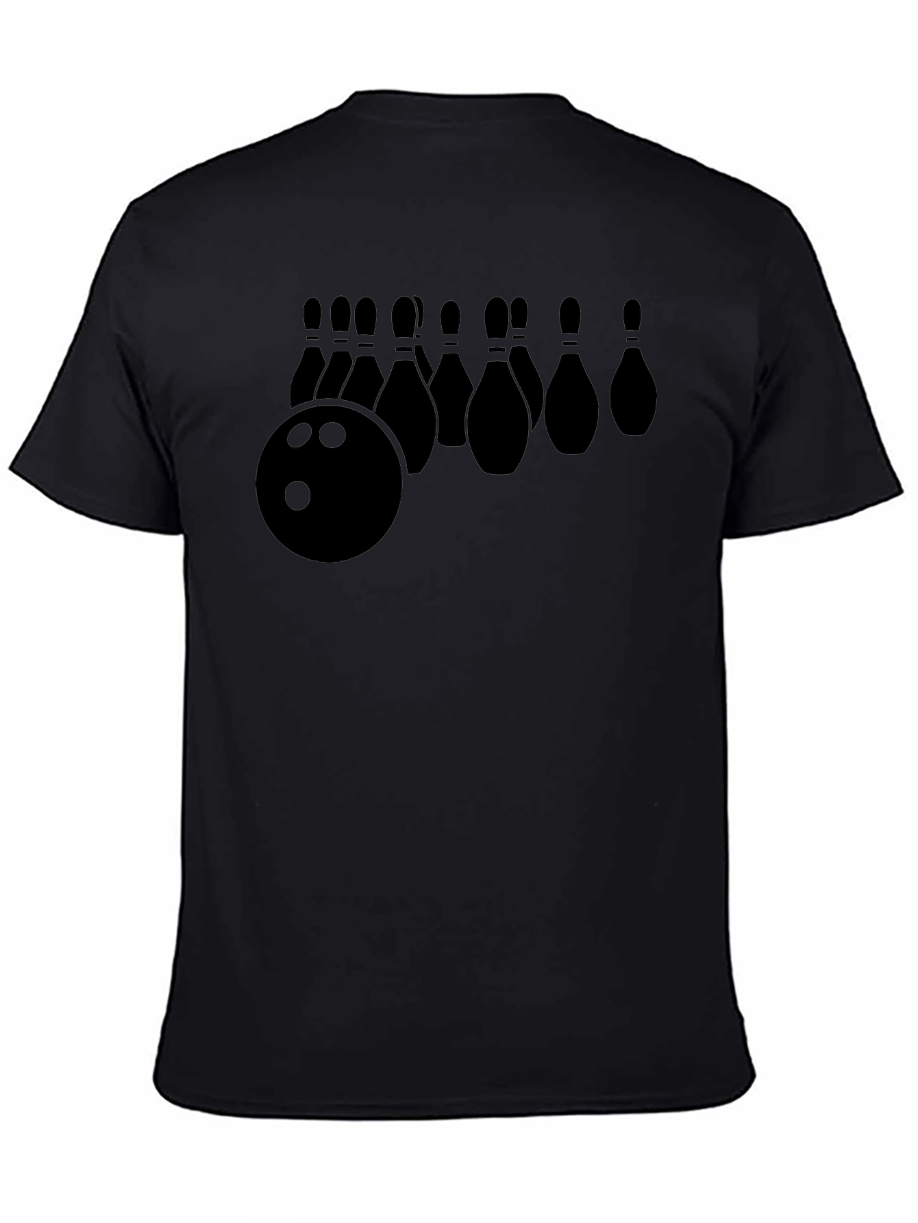 Bowling Ball and Pins Black Graphic Tee