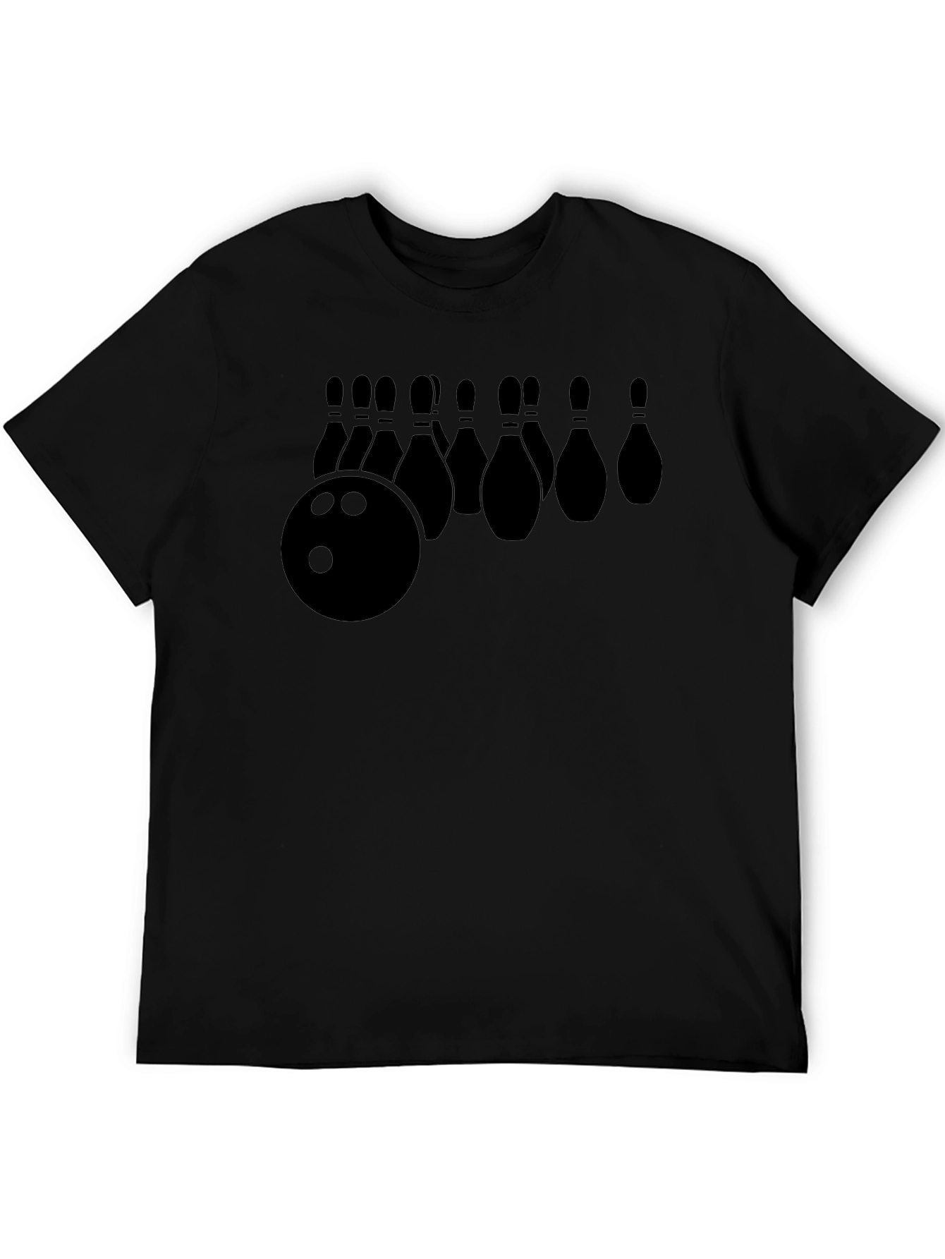Bowling Ball and Pins Black Graphic Tee