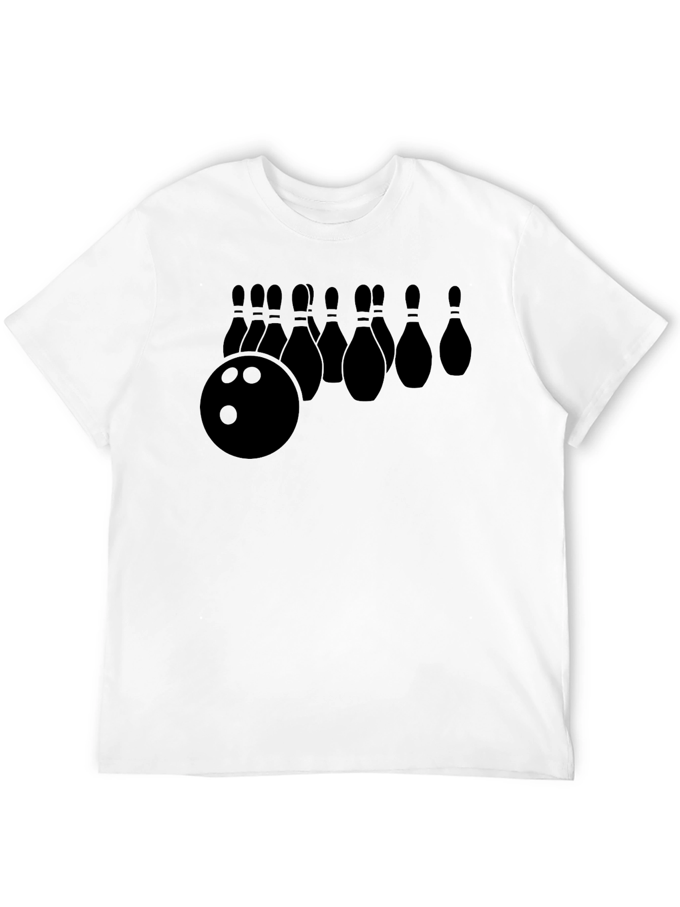Bowling Ball and Pins Black Graphic Tee