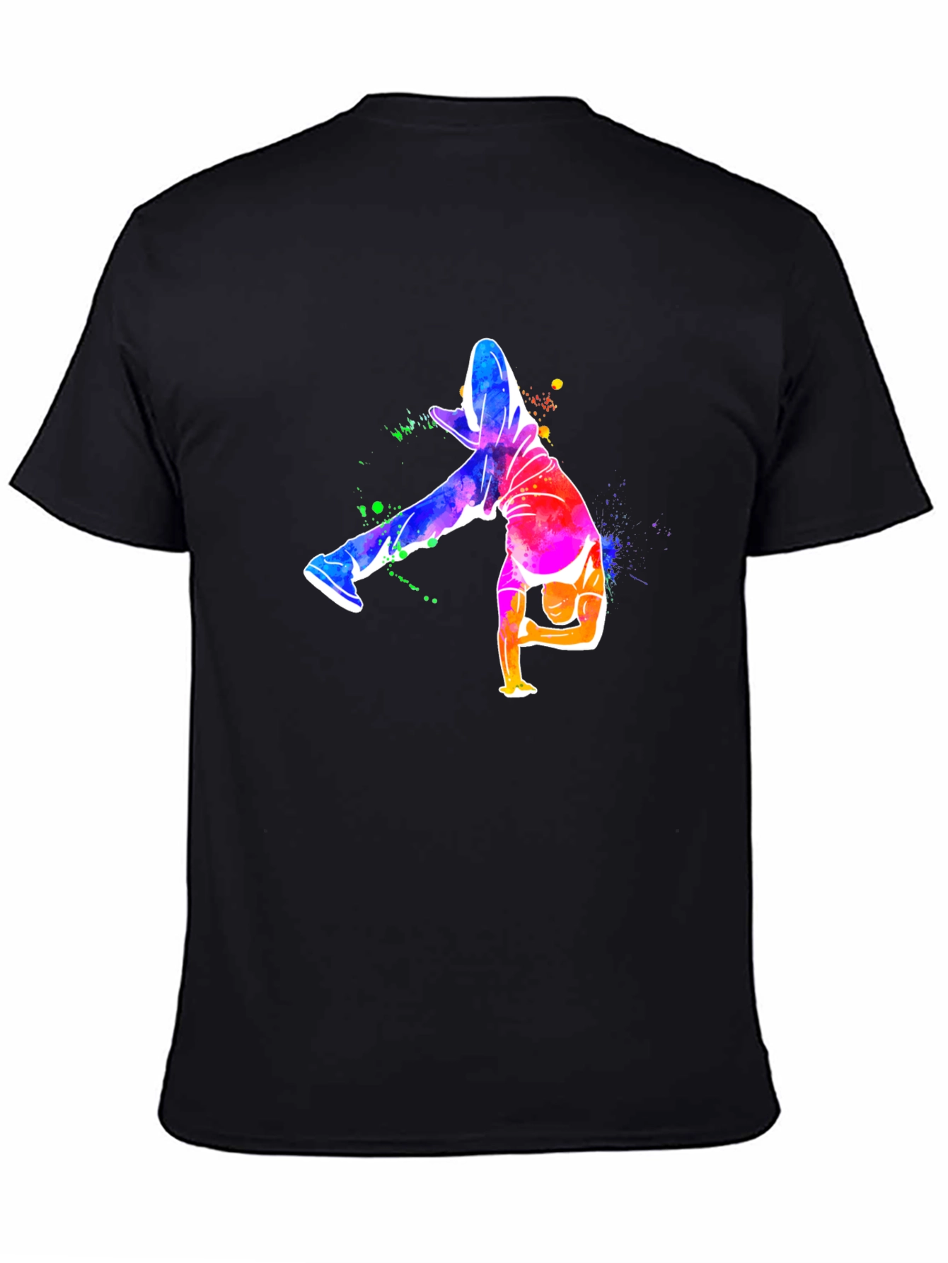 Vibrant Breakdance Graphic Tee - Mens Black T-Shirt