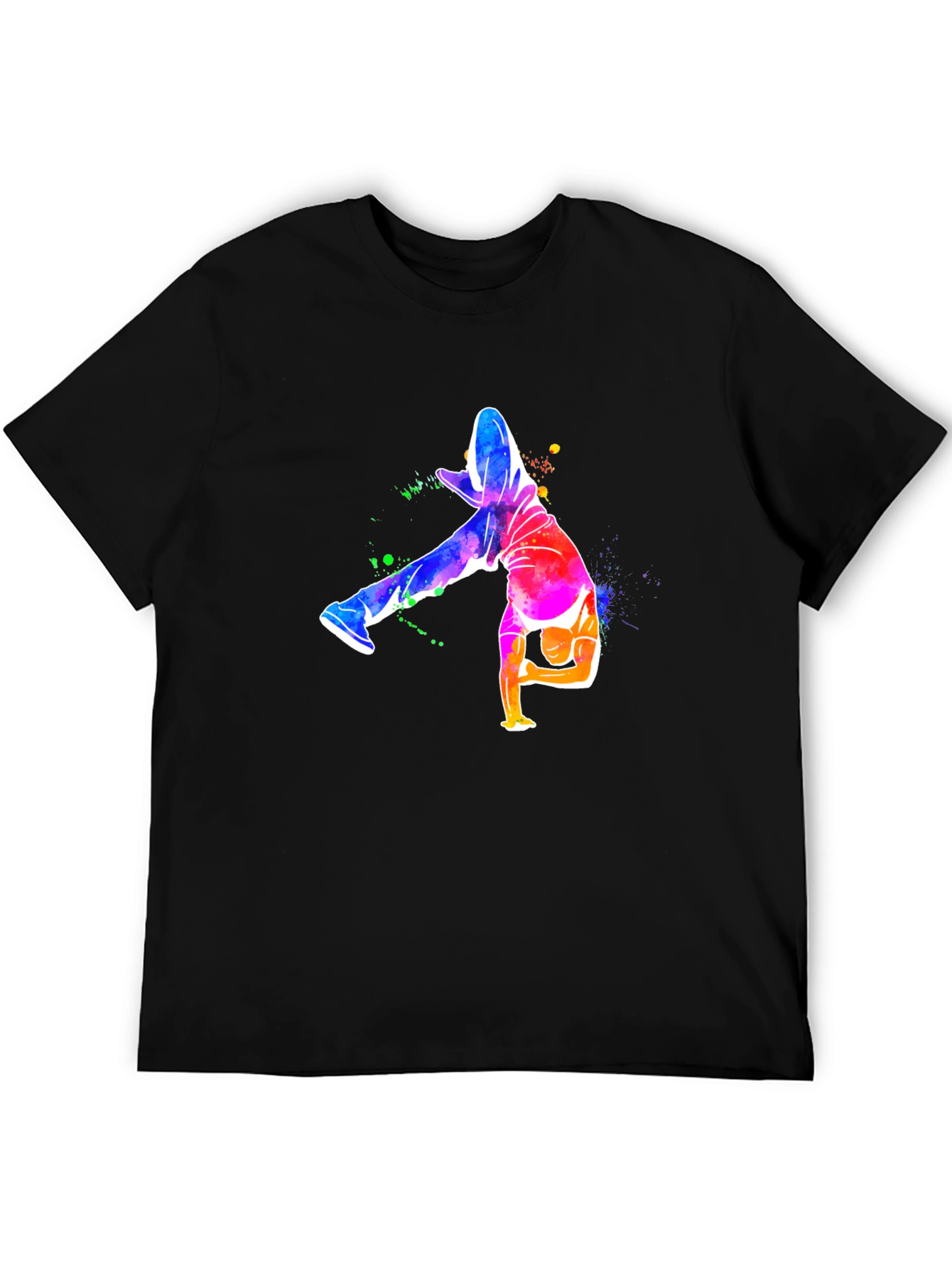 Vibrant Breakdance Graphic Tee - Mens Black T-Shirt