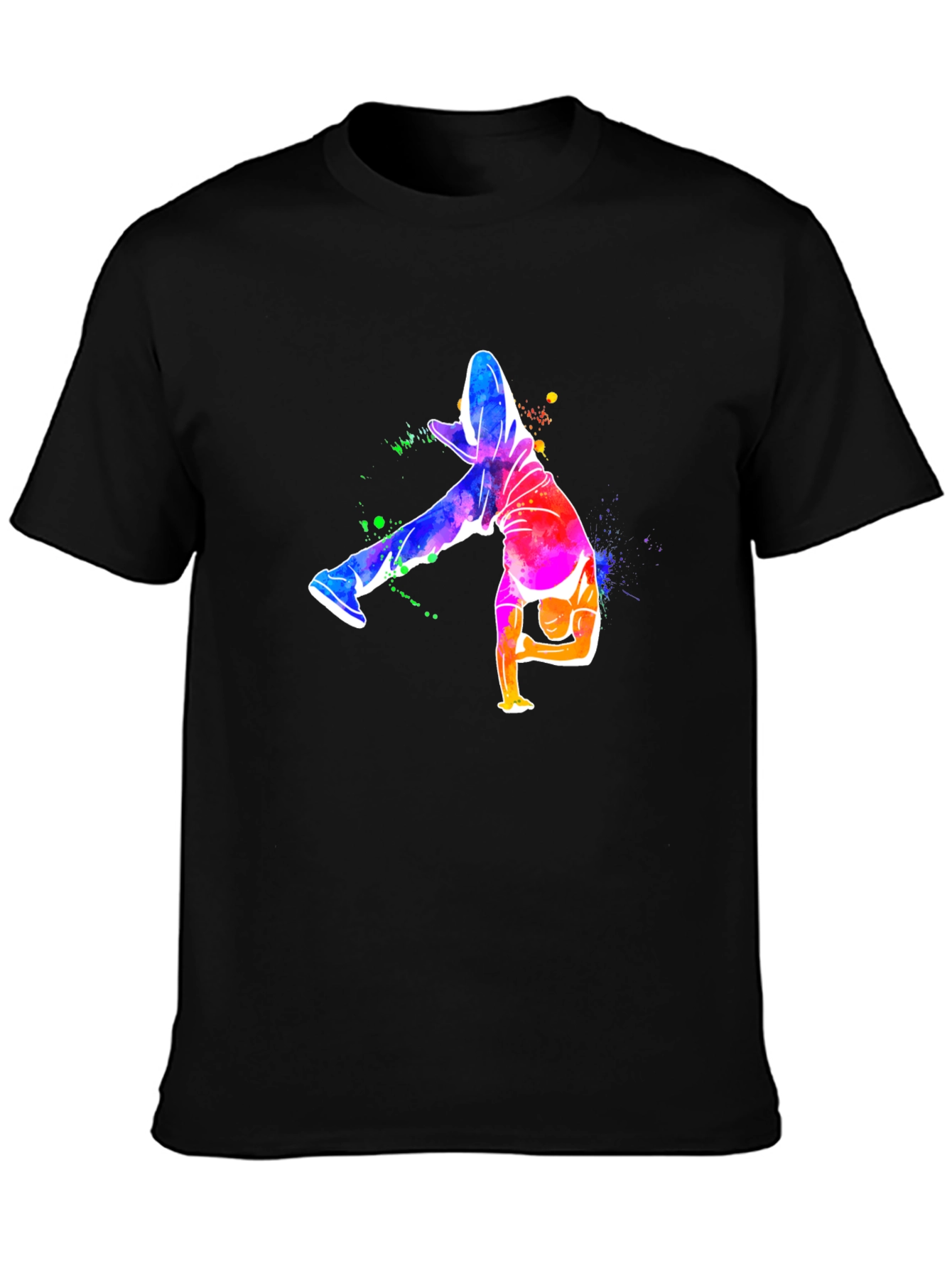 Vibrant Breakdance Graphic Tee - Mens Black T-Shirt