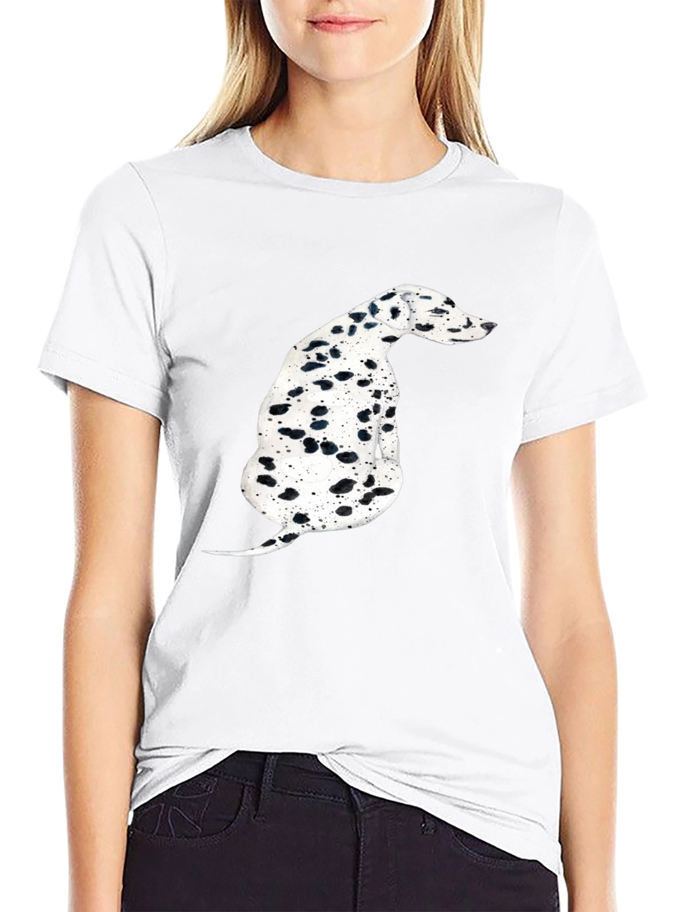 Dalmatian Dog Print Black T-Shirt