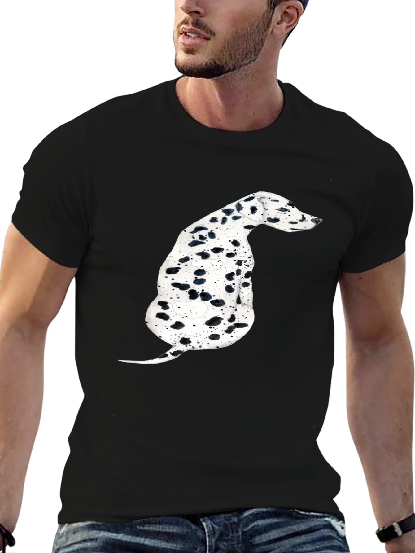 Dalmatian Dog Print Black T-Shirt