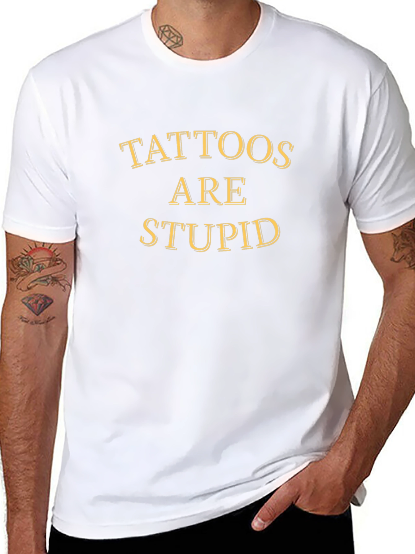 Tattoos Are Stupid Black Crewneck T-Shirt