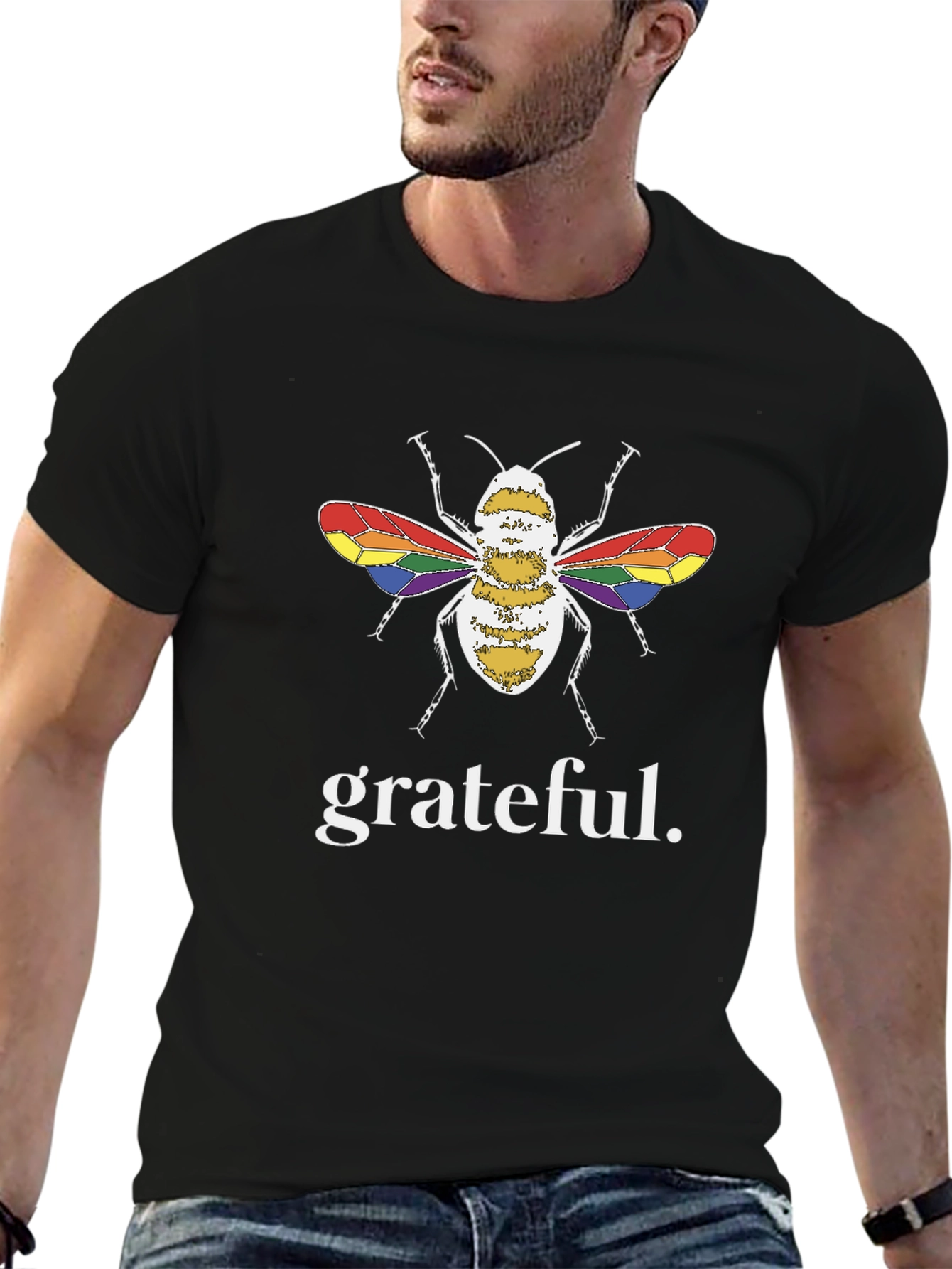 Grateful Bee LGBTQ+ Pride T-Shirt - Black