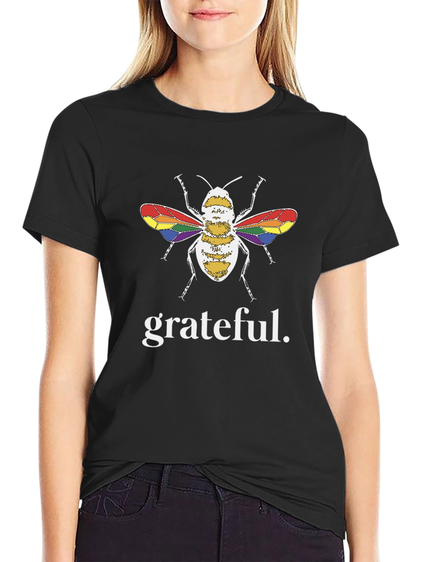 Grateful Bee LGBTQ+ Pride T-Shirt - Black
