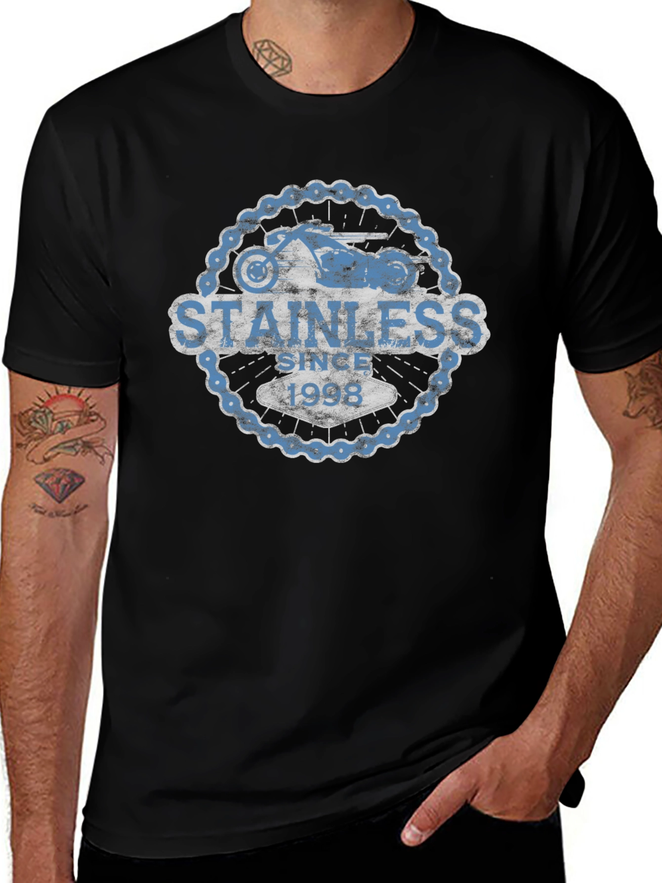 Stainless Since 1998 Motorcycle Graphic T-Shirt