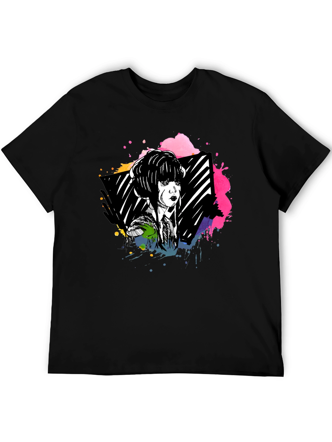 Edgy Anime Girl Black T-Shirt