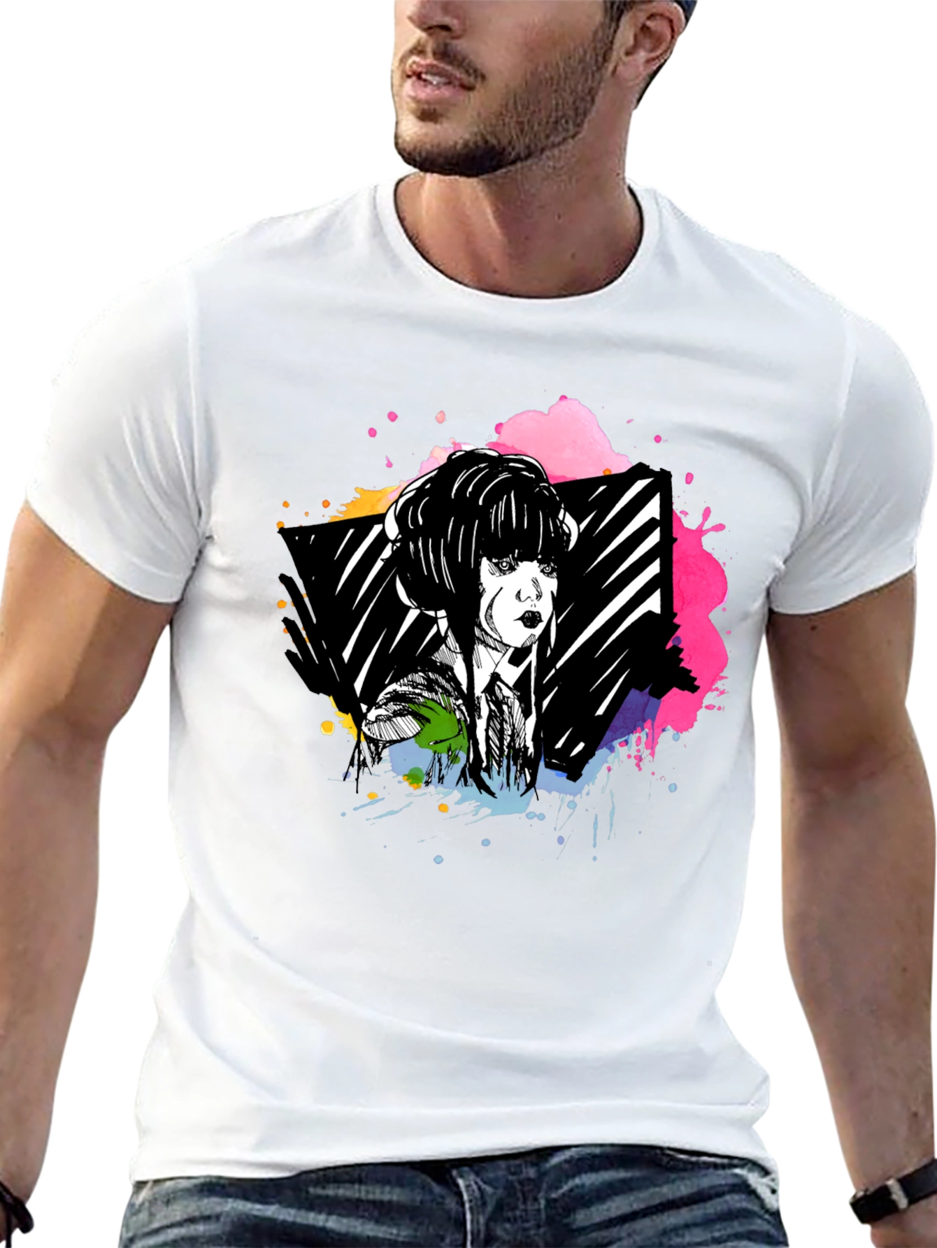 Edgy Anime Girl Black T-Shirt
