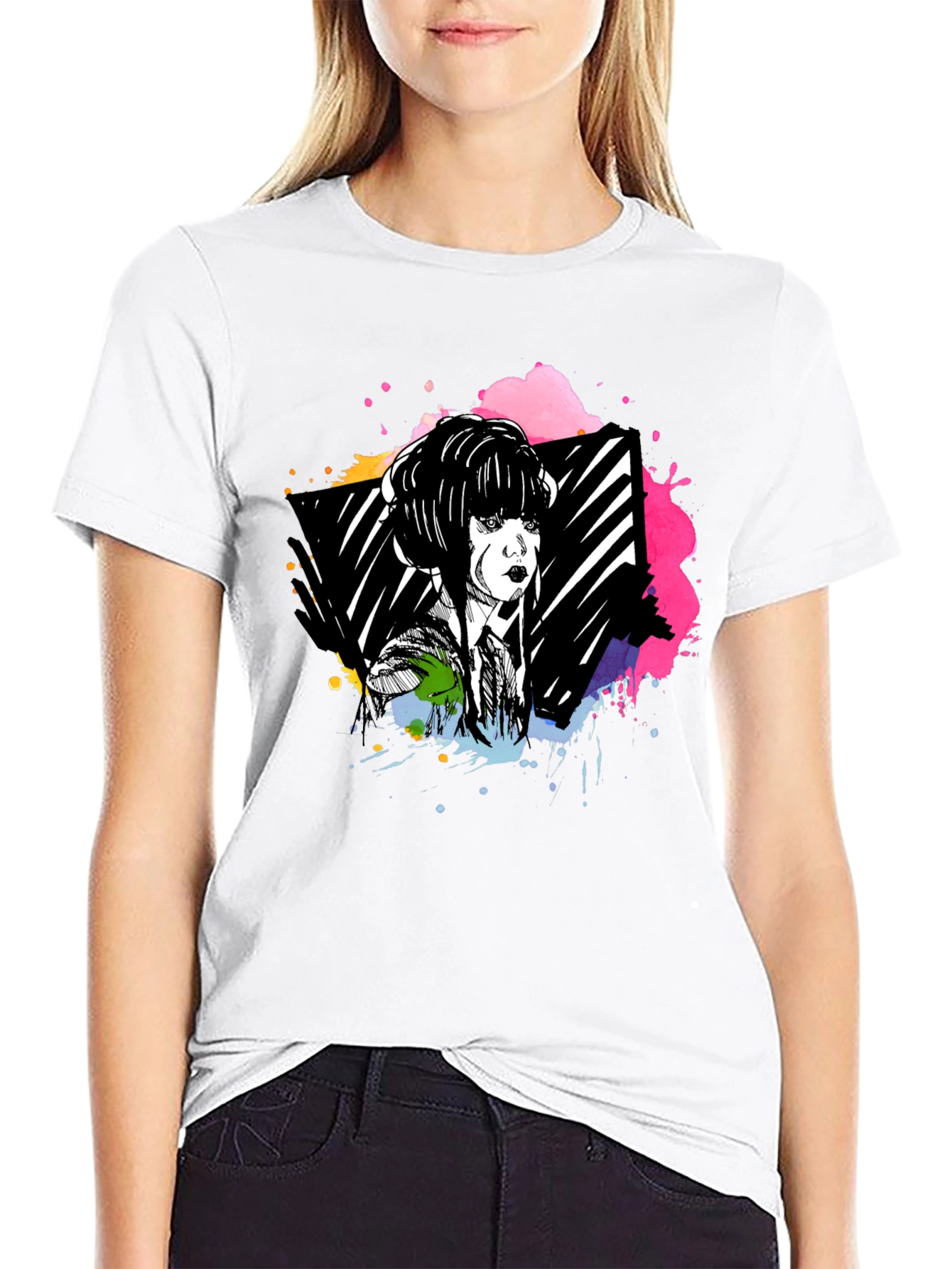 Edgy Anime Girl Black T-Shirt