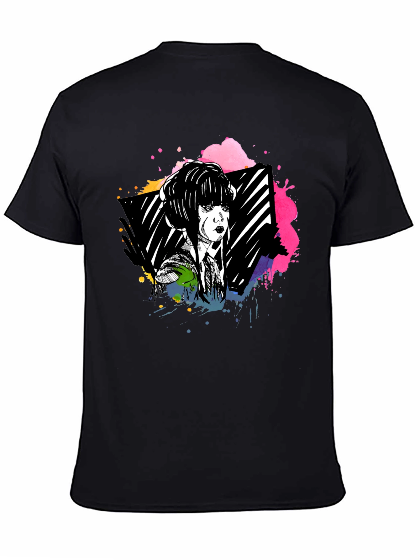 Edgy Anime Girl Black T-Shirt
