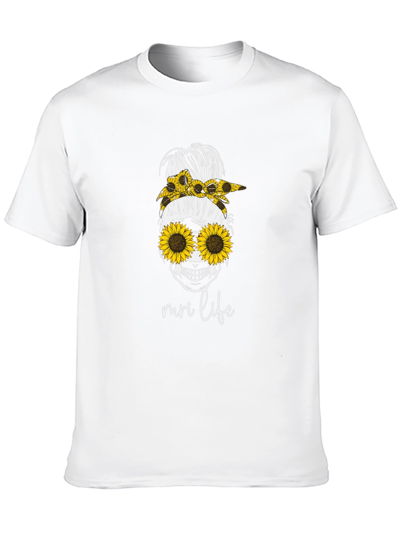 MRI Life Sunflower Skull T-Shirt